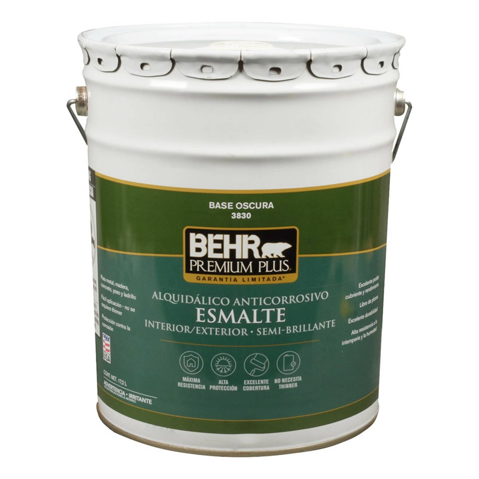 Esmalte alquidálico anticorrosivo para interior y exterior de 17.2 l base oscura