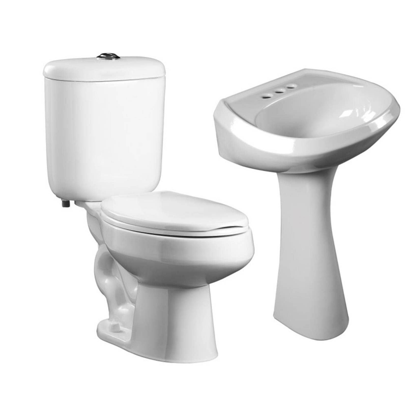 Paquete sanitario castelar de dos piezas alargado dual con lavabo pedestal austria color blanco