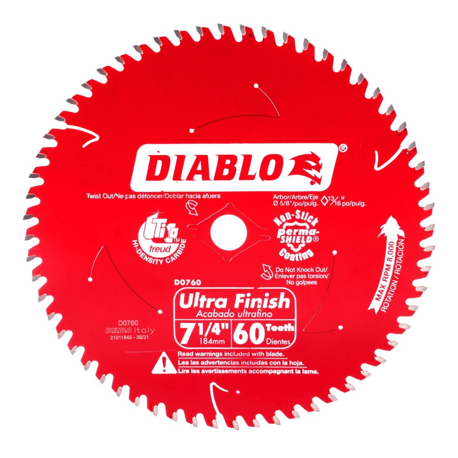 Disco sierra corte melamina para acabado ultra fino 7 ¼ pulgadas 60d