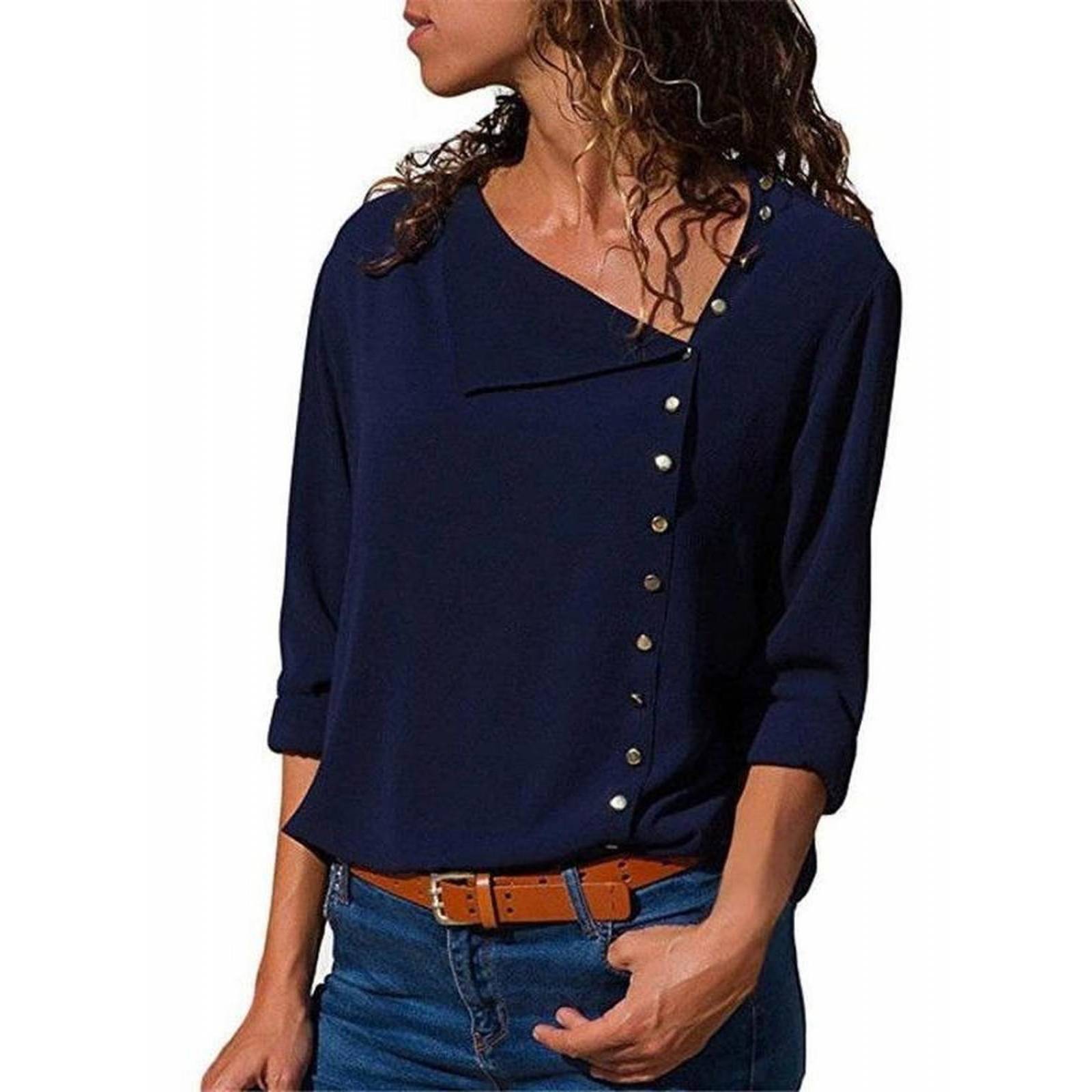 Blusa Elegante Para Mujer De Oficina Manga Larga 