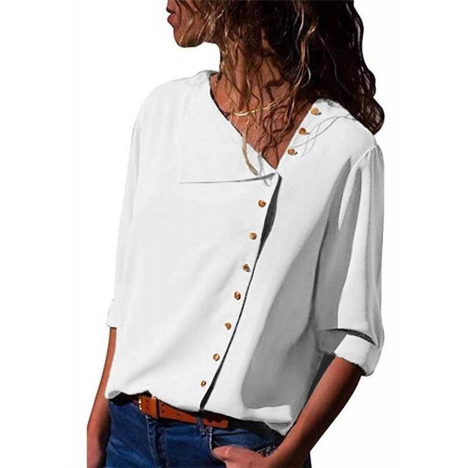 Blusa Elegante Para Mujer De Oficina Manga Larga 