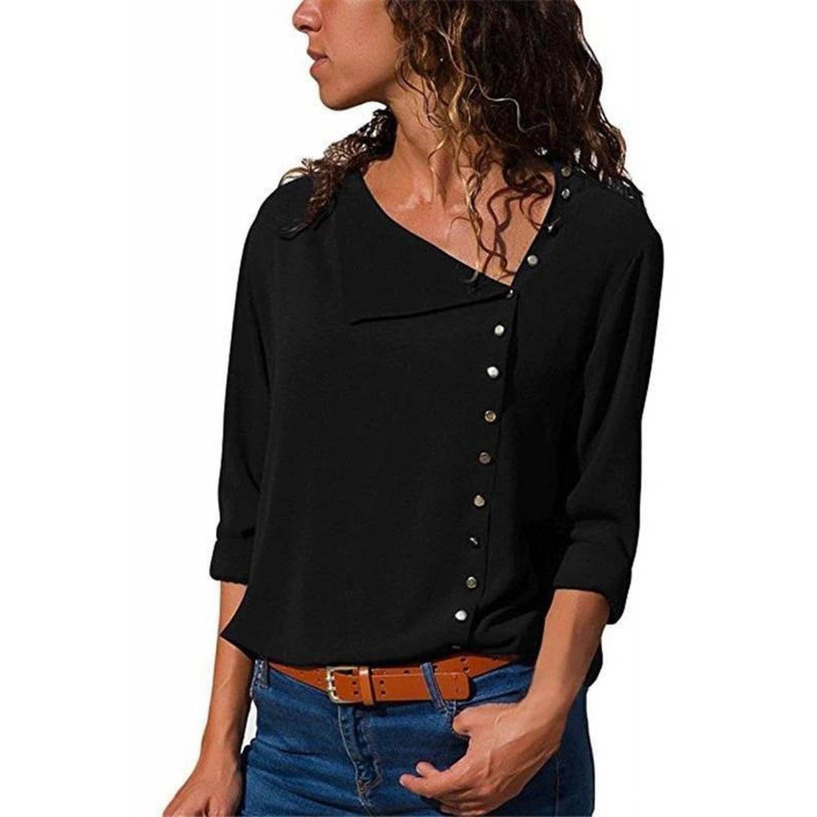 Blusa Elegante Para Mujer De Oficina Manga Larga 