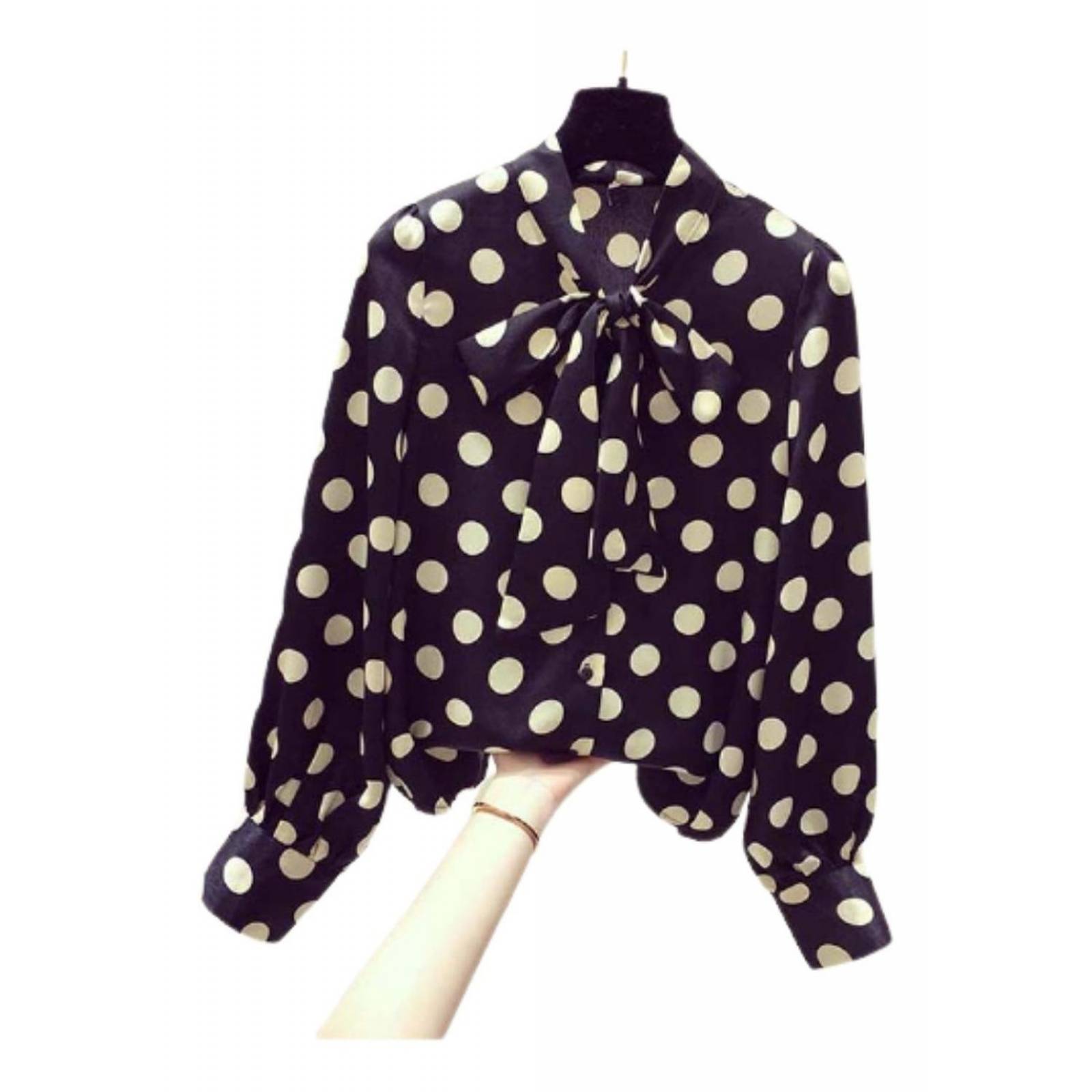 Blusa Para Mujer Estampado Lunares Manga Larga 