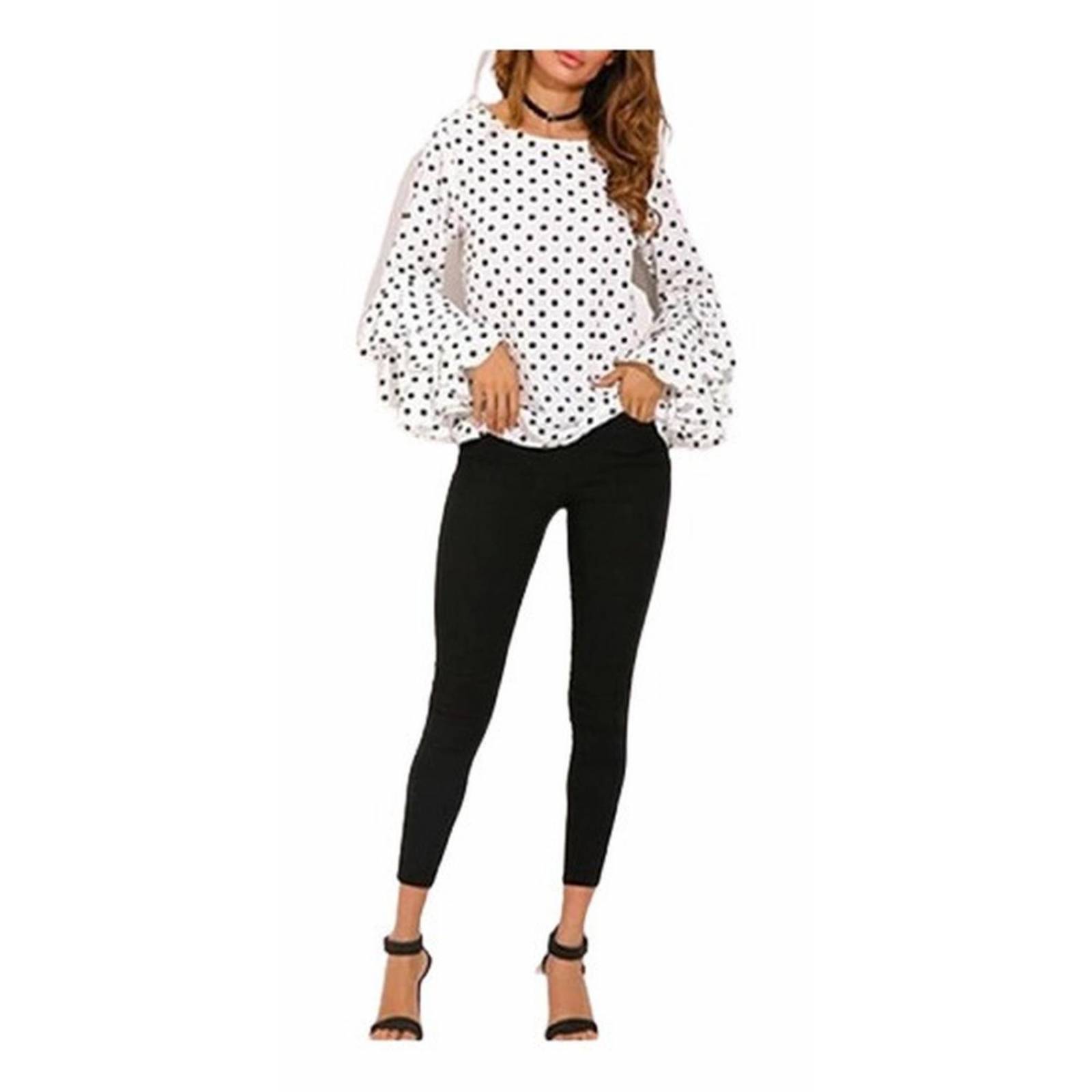 Blusa Para Dama Diseño Lunares Manga Larga 