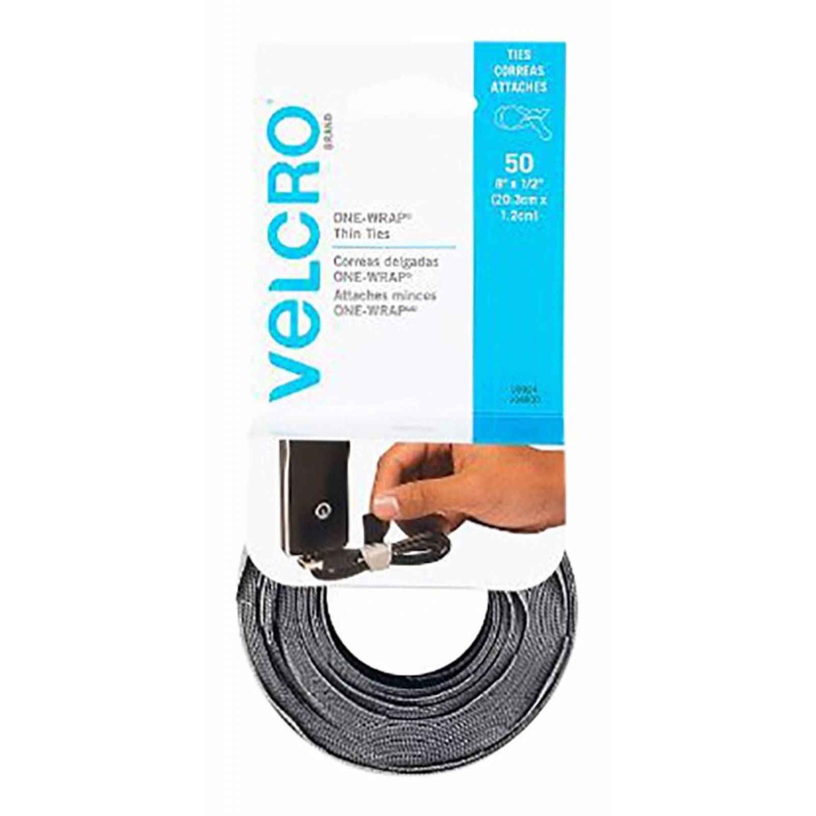 Correa De Amarre 20.3 X 1.2 Cm Negro 50 Piezas 