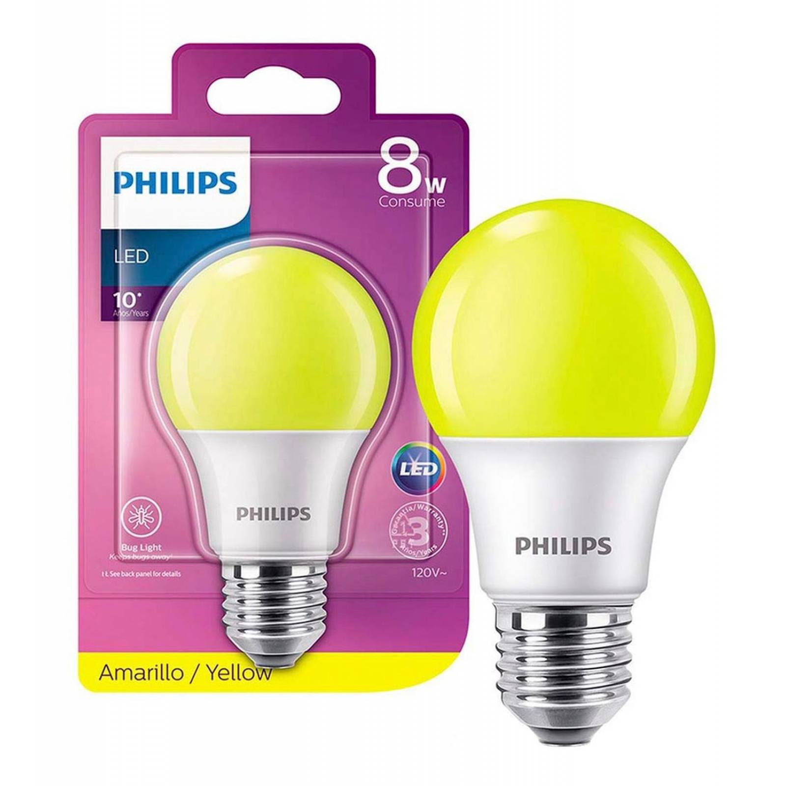 Foco Led A19 Philips 8 W Luz Amarilla 