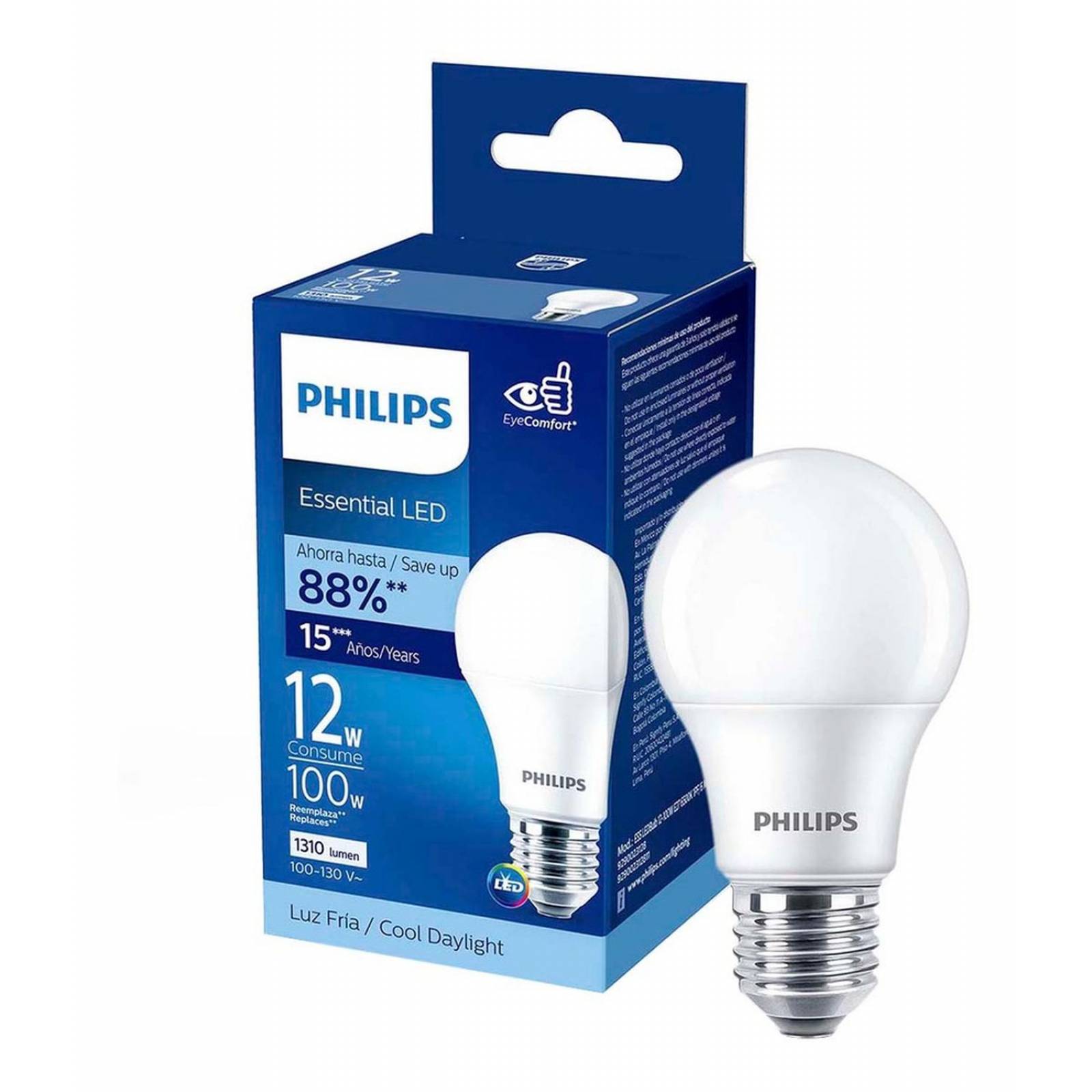 Foco Led A19 Philips 12 W 1310 Lúmenes Luz Blanca Fría 