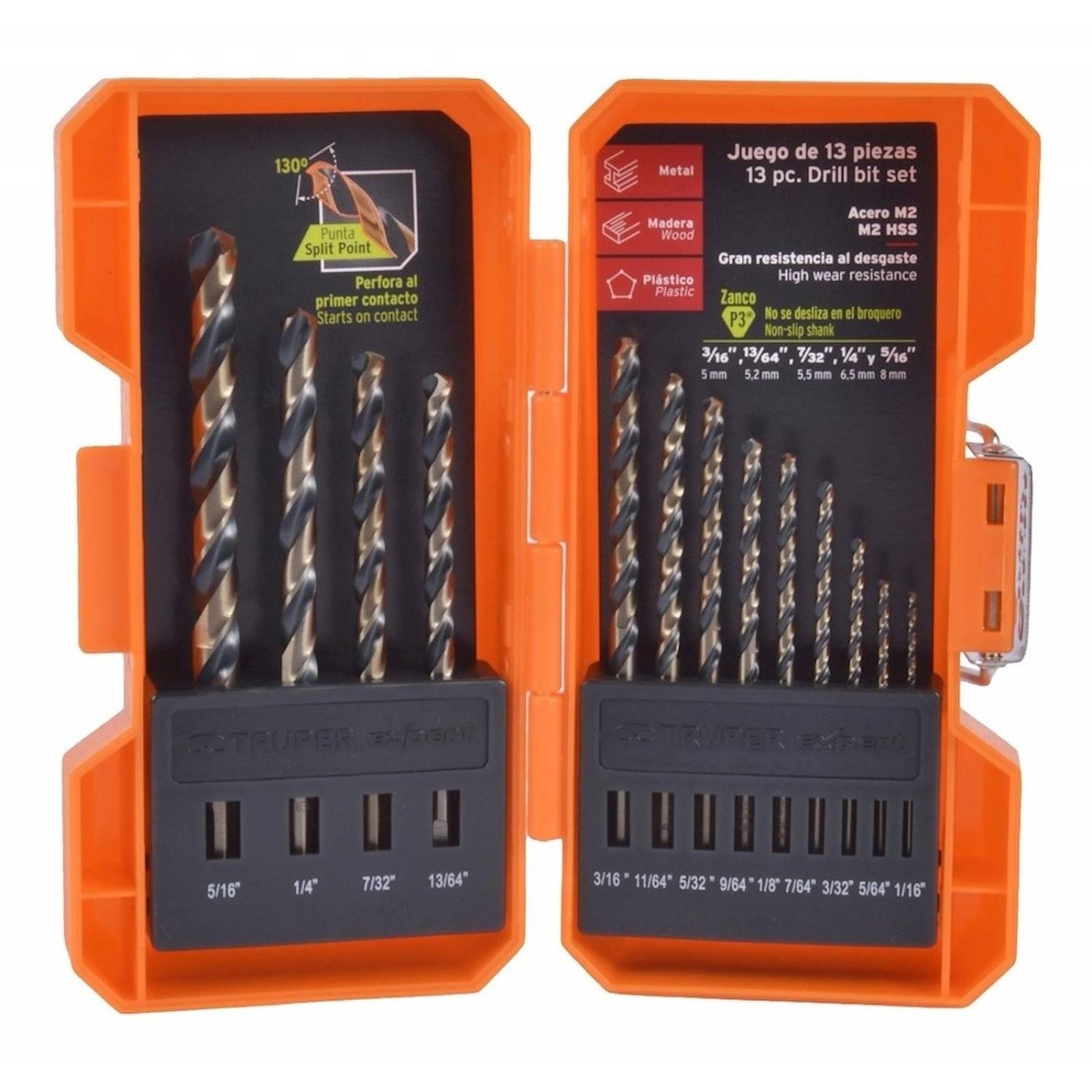 Juego De Brocas Para Madera, Metal Y Plástico 13 Piezas 