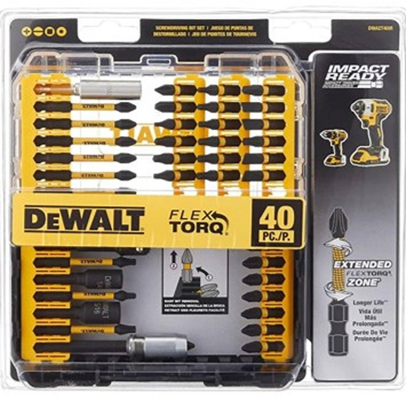 Juego de puntas para destornillador 40 piezas dewalt flextorq 