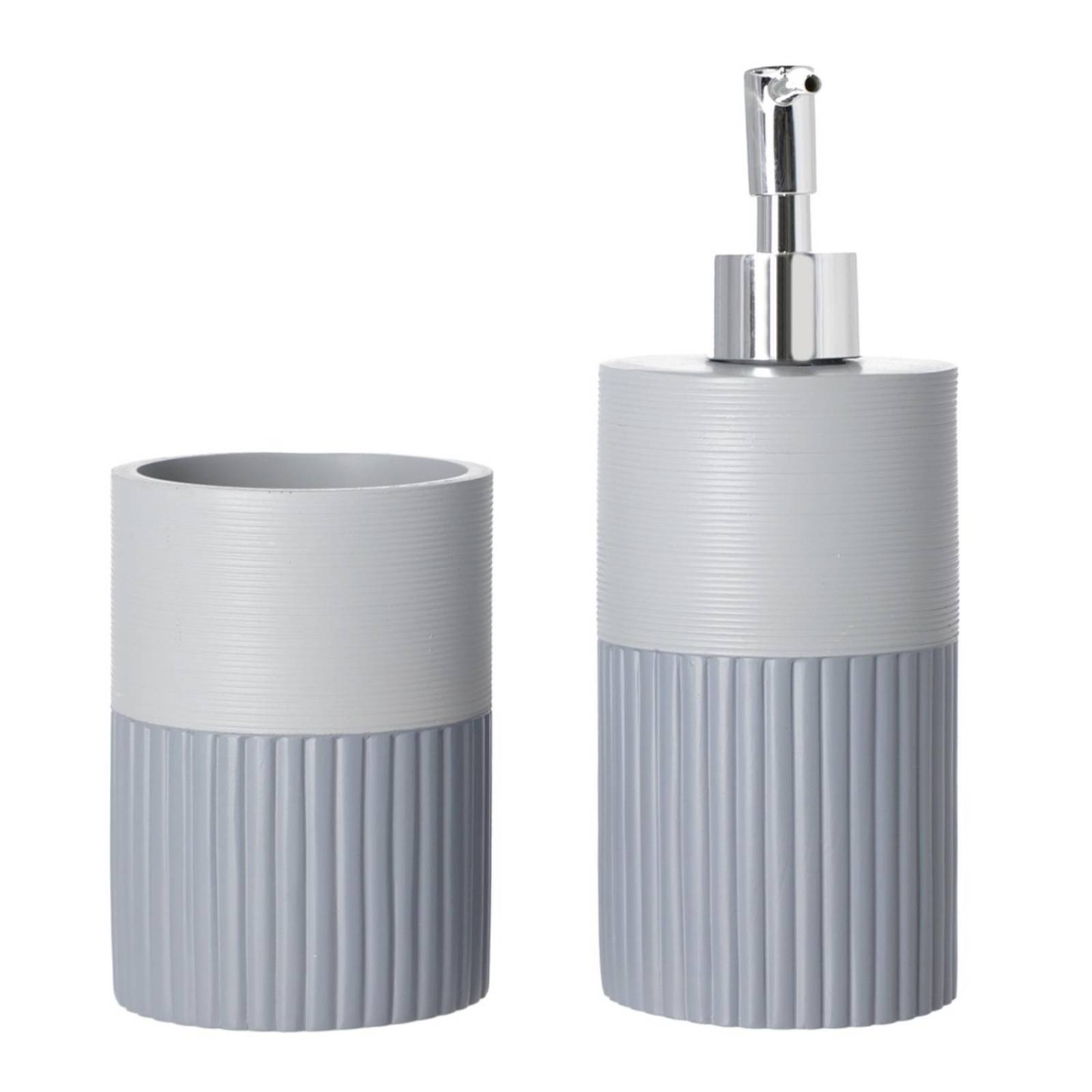 Dispensador de jabon y porta cepillo de dientes gris 