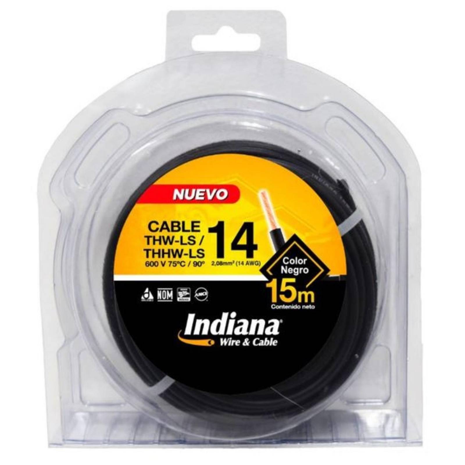 Cable thw-ls calibre 14 negro rollo de 15 m indiana 