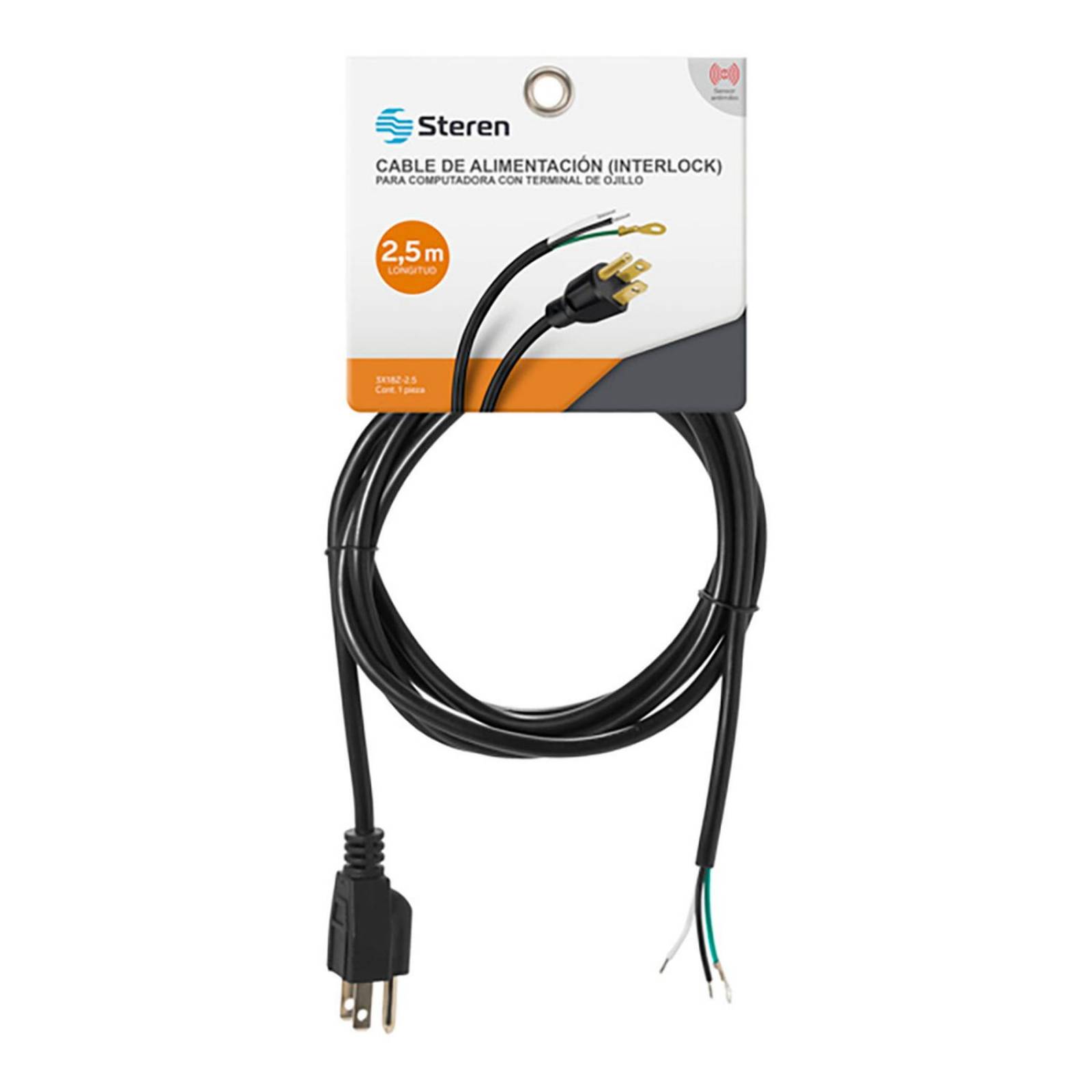 Cable de alimentación (interlock) para computadora con terminal de ojillo, de 2.5 m 