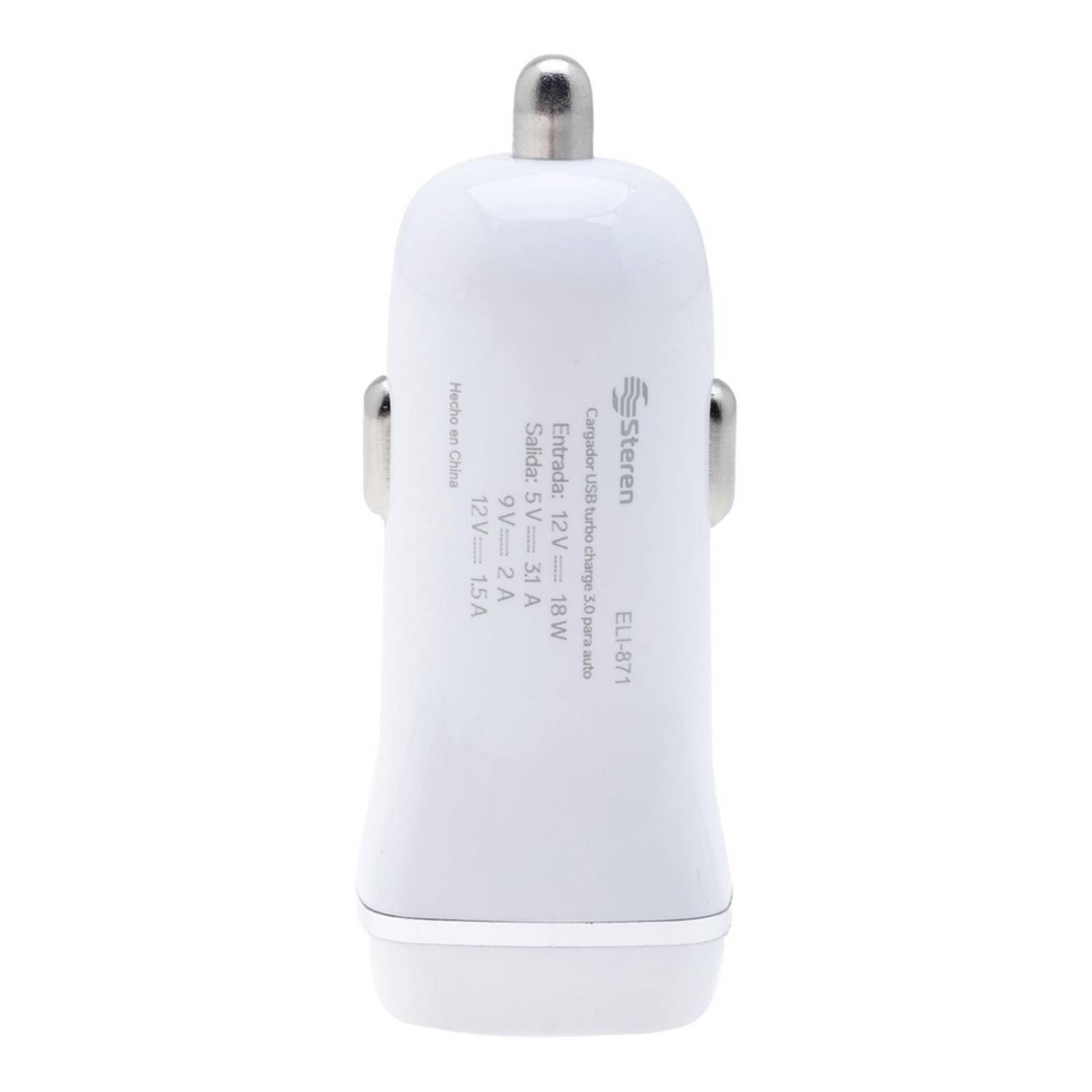 Cargador usb para auto blanco 