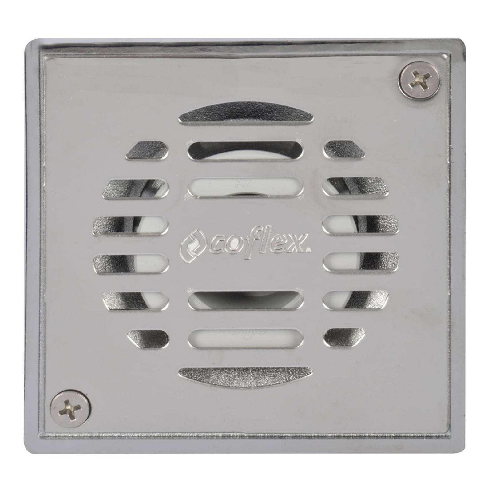 Coladera cuadrada de latón con rejilla de acero inoxidable 2 pulgadas (50mm) plata coflex 