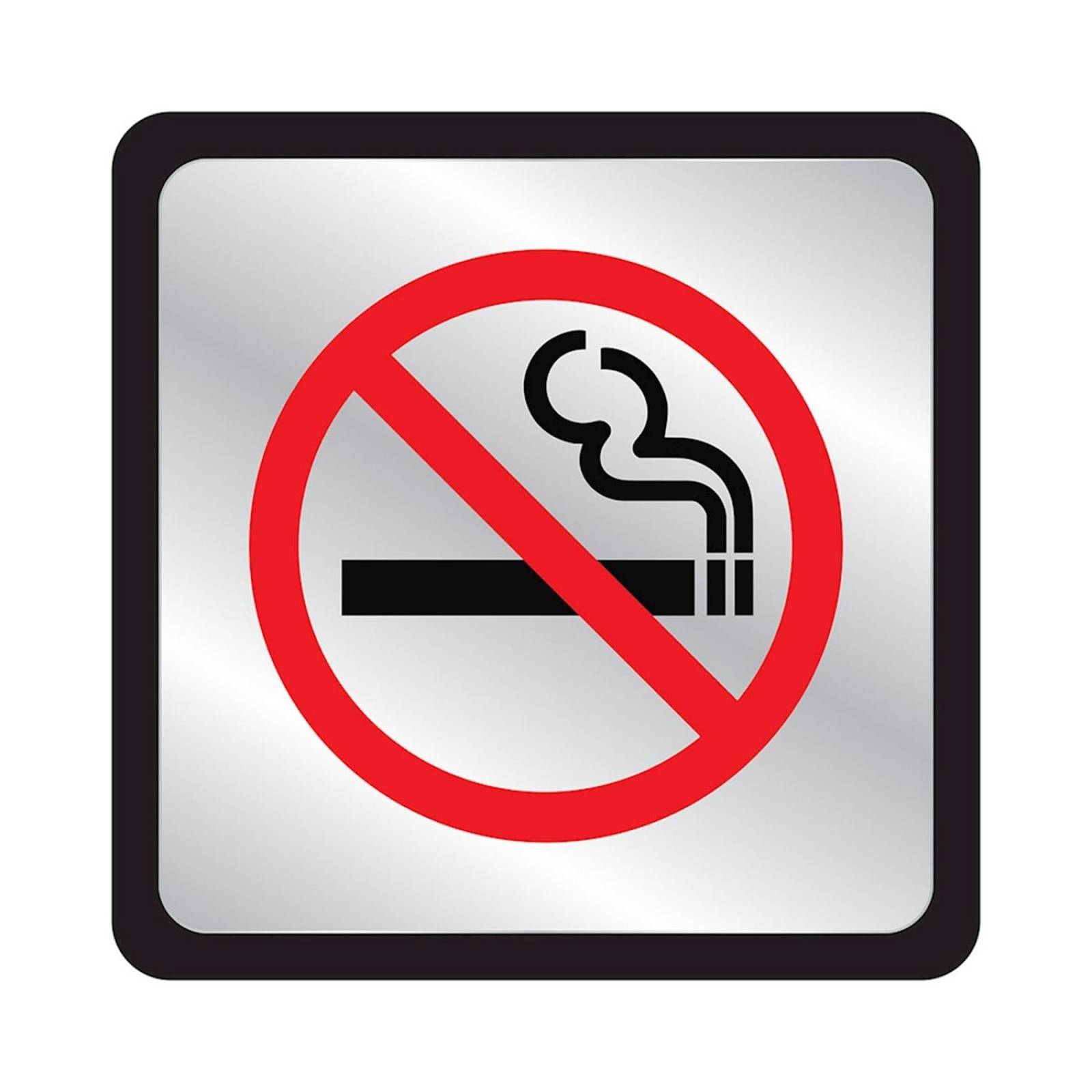 Placa de plástico para pared no fumar de 11.5 x 11.5 cm 