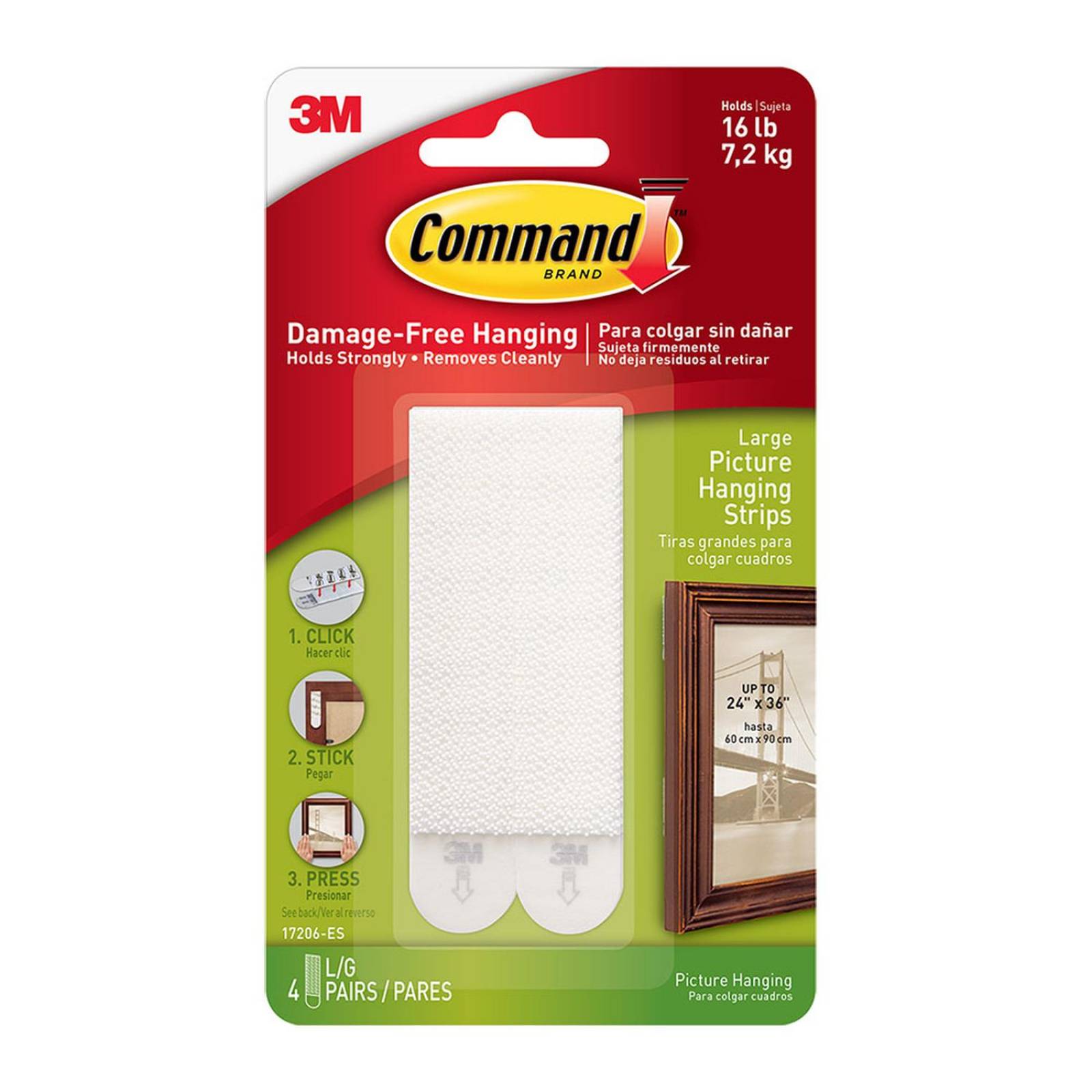 Tiras adhesivas command para colgar cuadros, grandes, blancas 