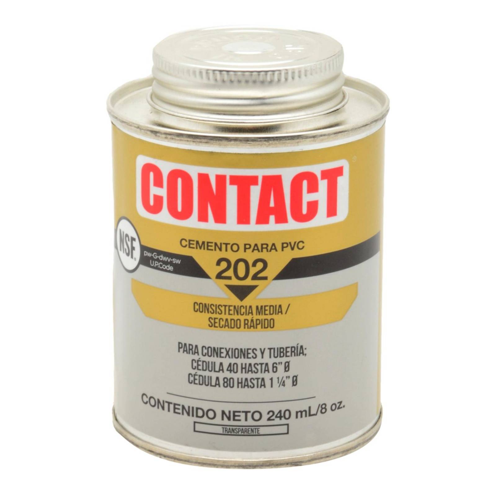 Cemento para pvc 240 ml transparente contact 