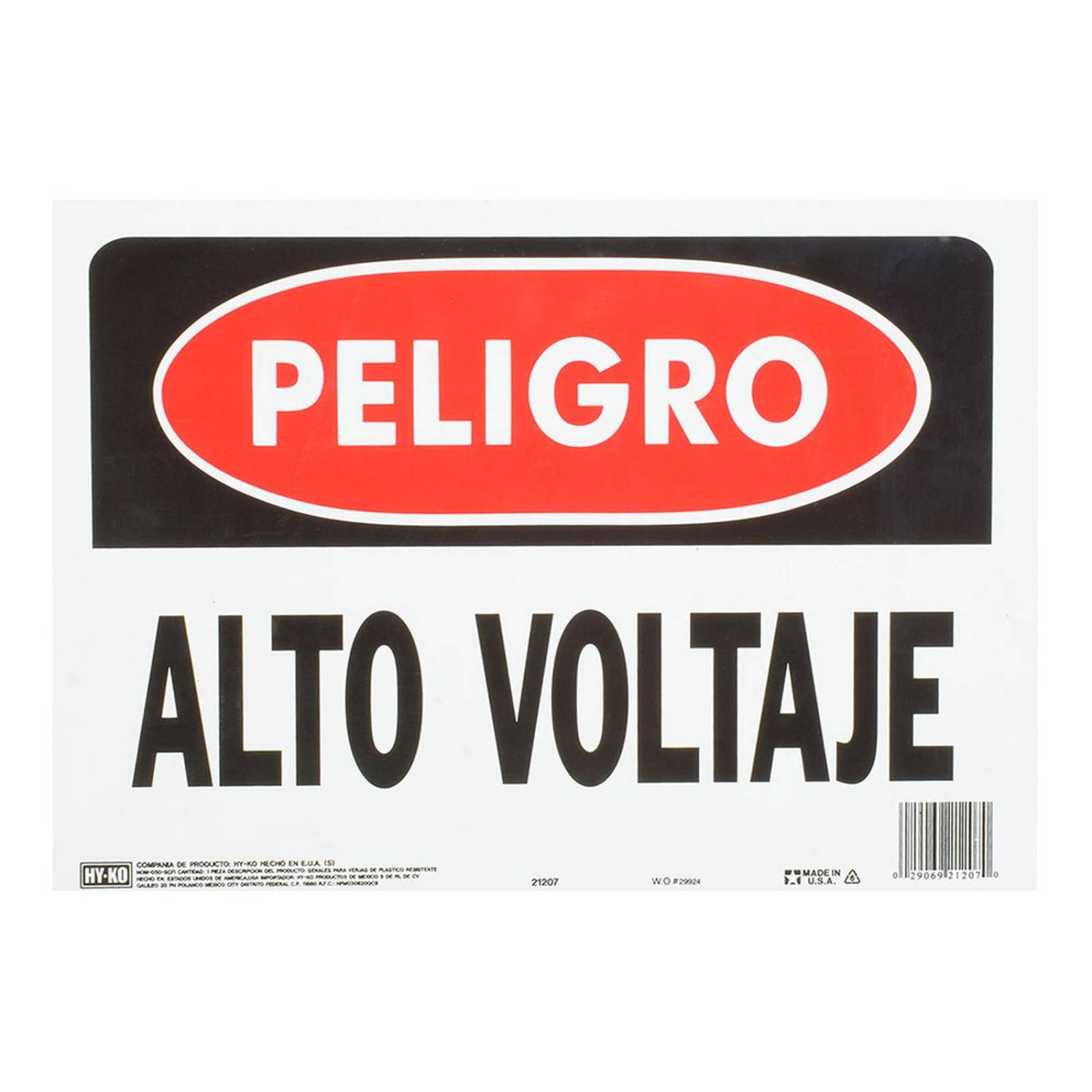 Letrero de plástico para pared peligro alto voltaje" de 36 x 25 cm