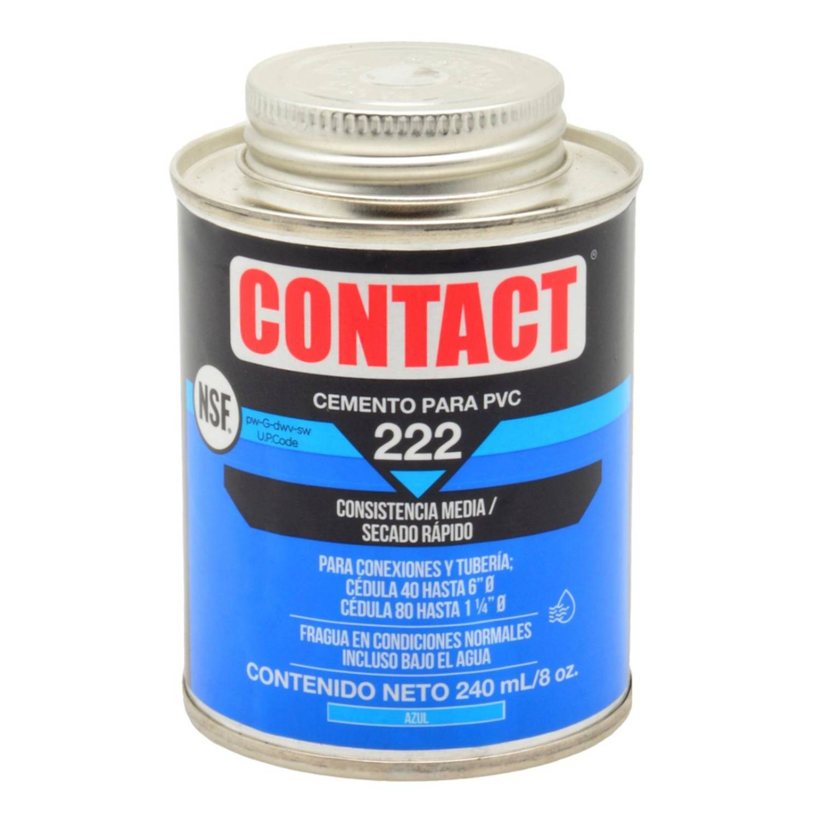 Cemento para pvc 240 ml azul contact 