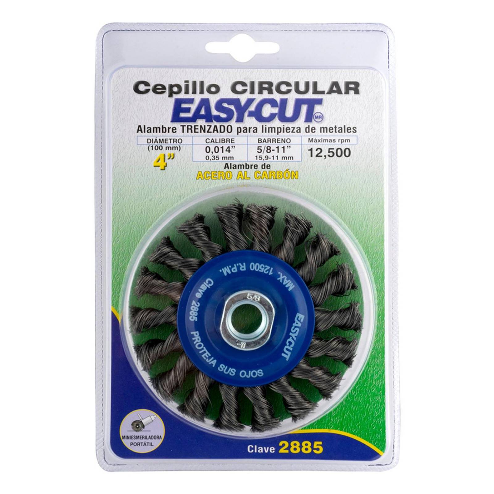 Cepillo circular de alambre trenzado easy-cut de 4 pulgadas azul
