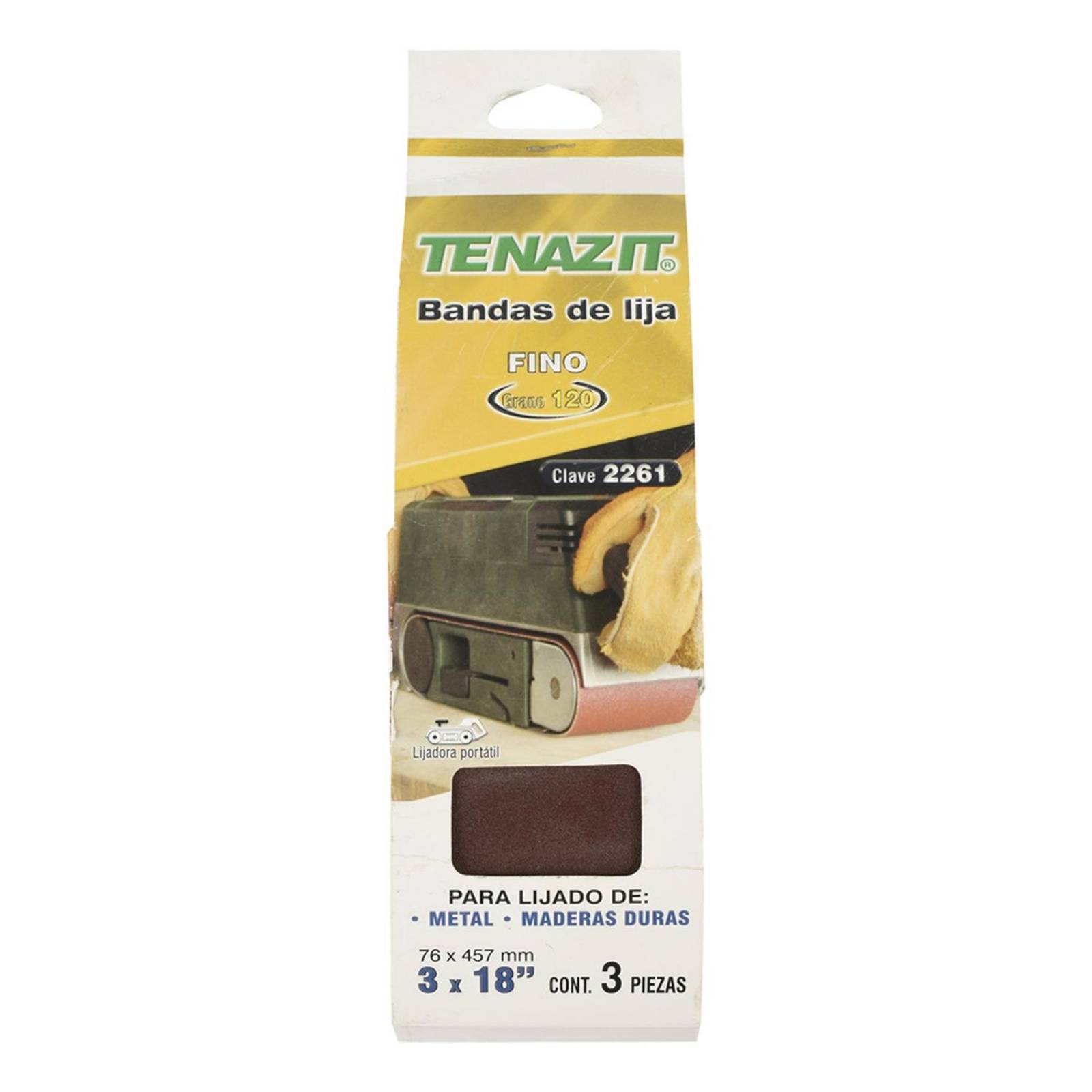 Bandas de lija grano fino 120 de 3 x 18 pulgadas 3 piezas 