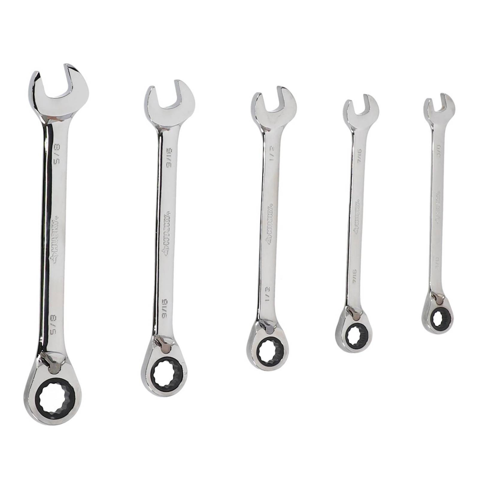 Juego de llaves de trinquete reversivle acero husky 5 piezas 