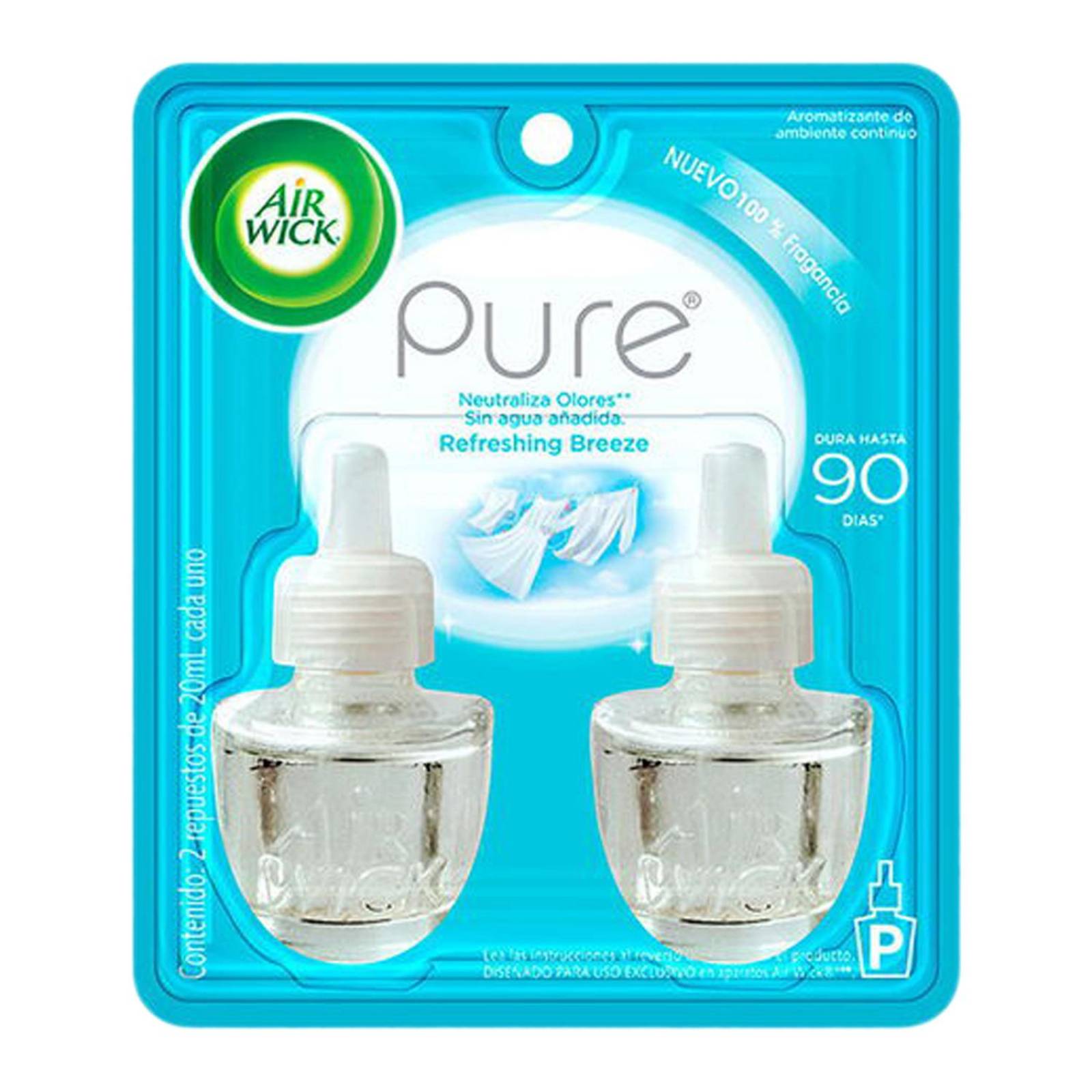 Aromatizante air wick eléctrico refresh breeze 2 piezas 