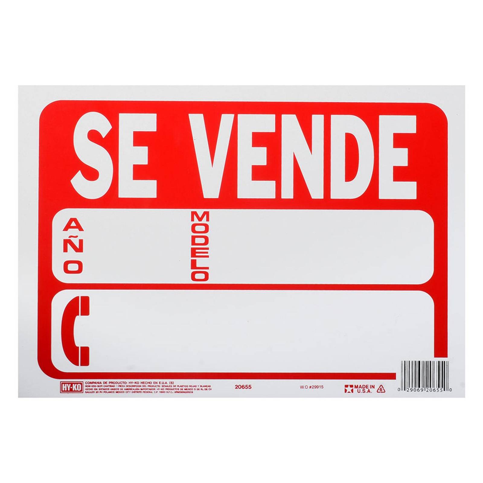 Letrero de plástico para pared se vende 21.6 x 30.4 cm 