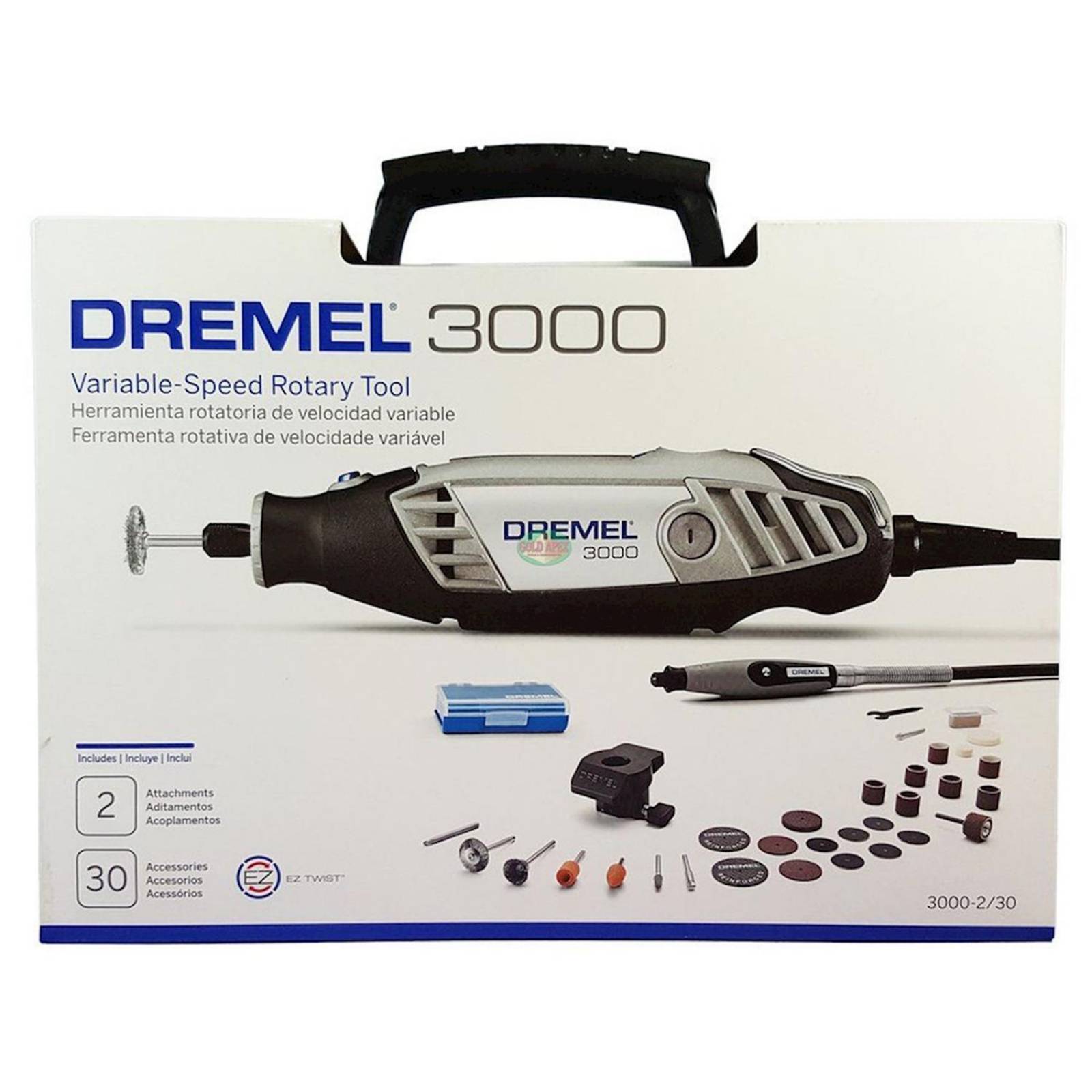 Dremel 3000 mototool con 2 aditamentos y 30 accesorios más maletín
