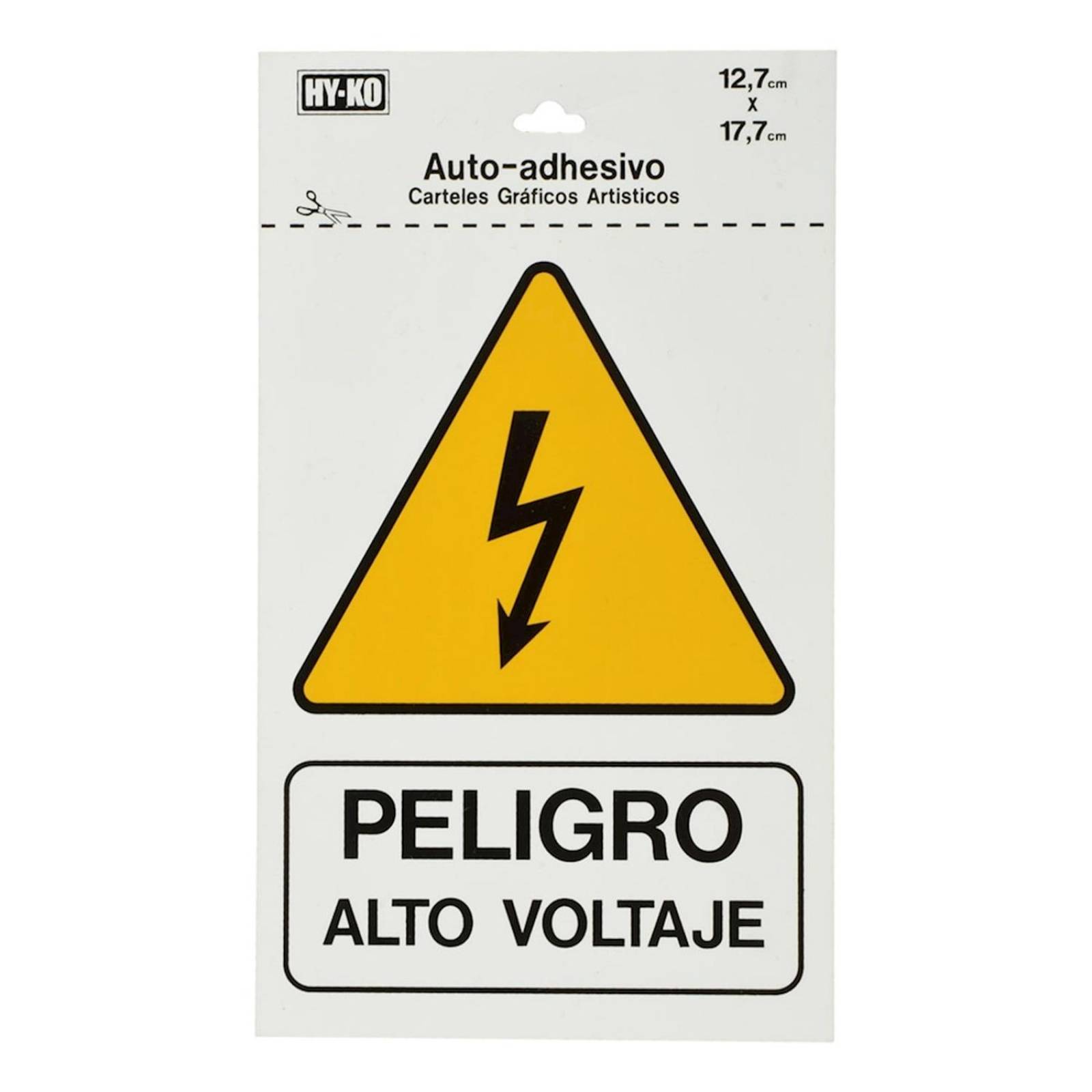 Letrero peligro alto voltaje de 12.7 x 17.7 cm amarillo