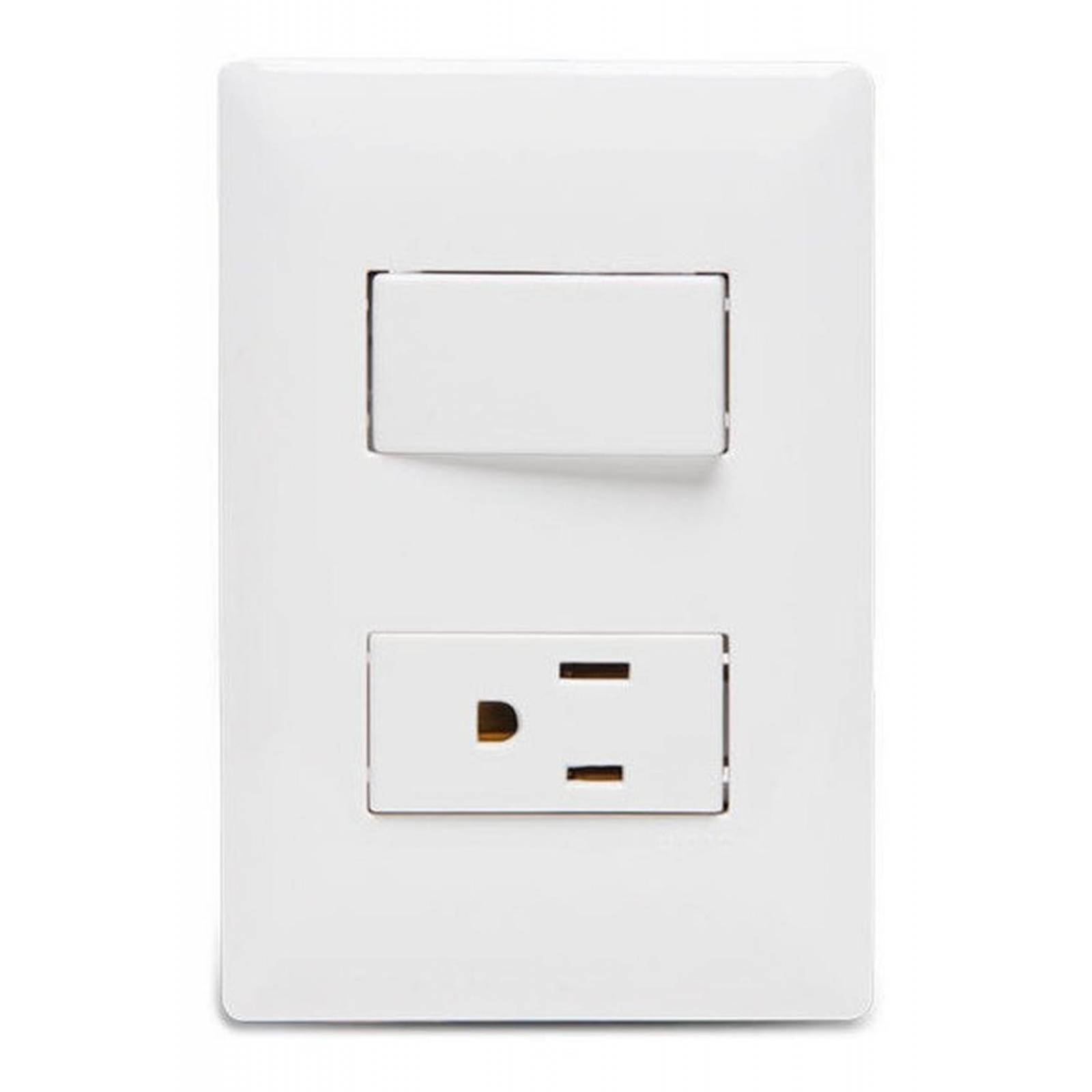 Placa Con Apagador Sencillo Y Contacto 2p+t Alpha 