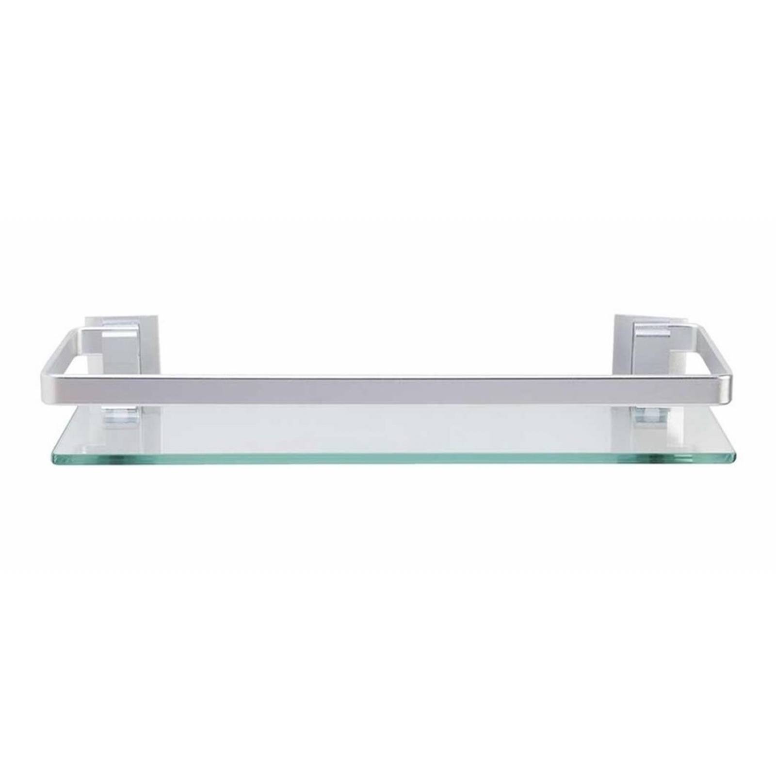 Repisa De Aluminio Barra Sencilla Plata 38.5cm Vidrio De 6mm 