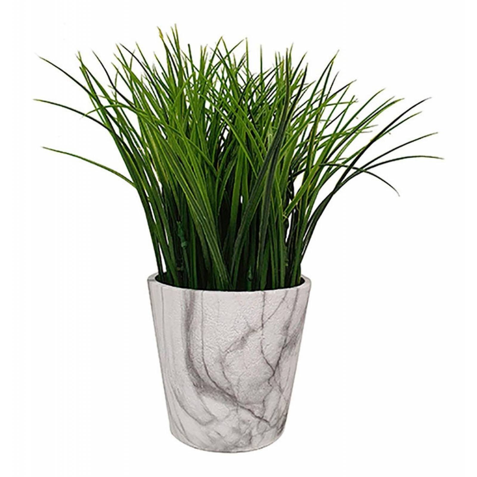 Planta Artificial Decorativa Con Maceta Marmol Blanco 