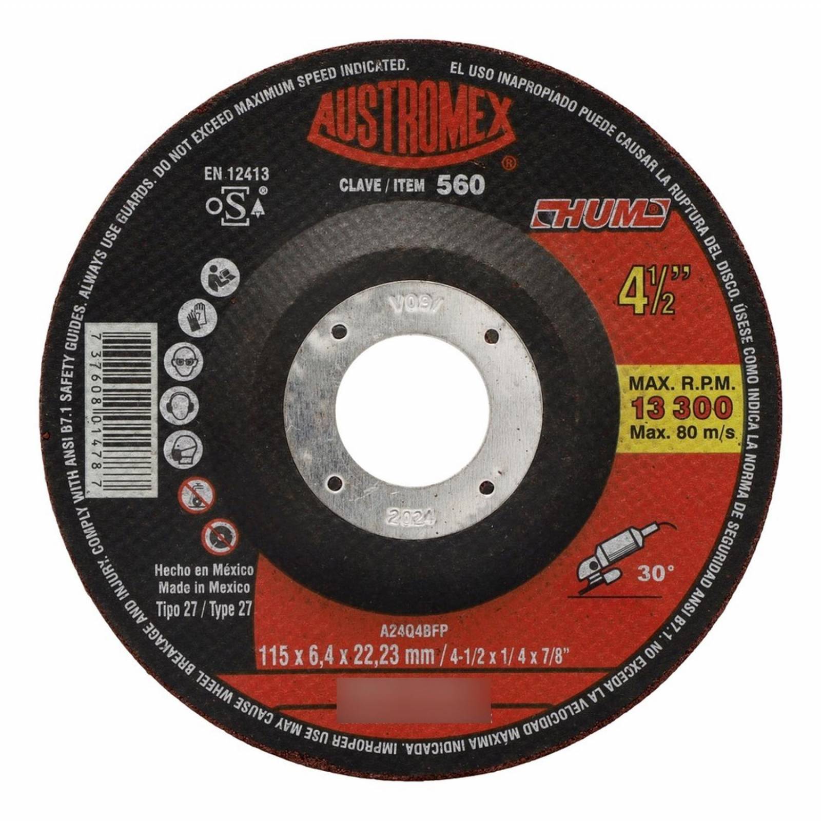 Disco De Desbaste Para Metal De 4 1/2 Pulgadas Austromex