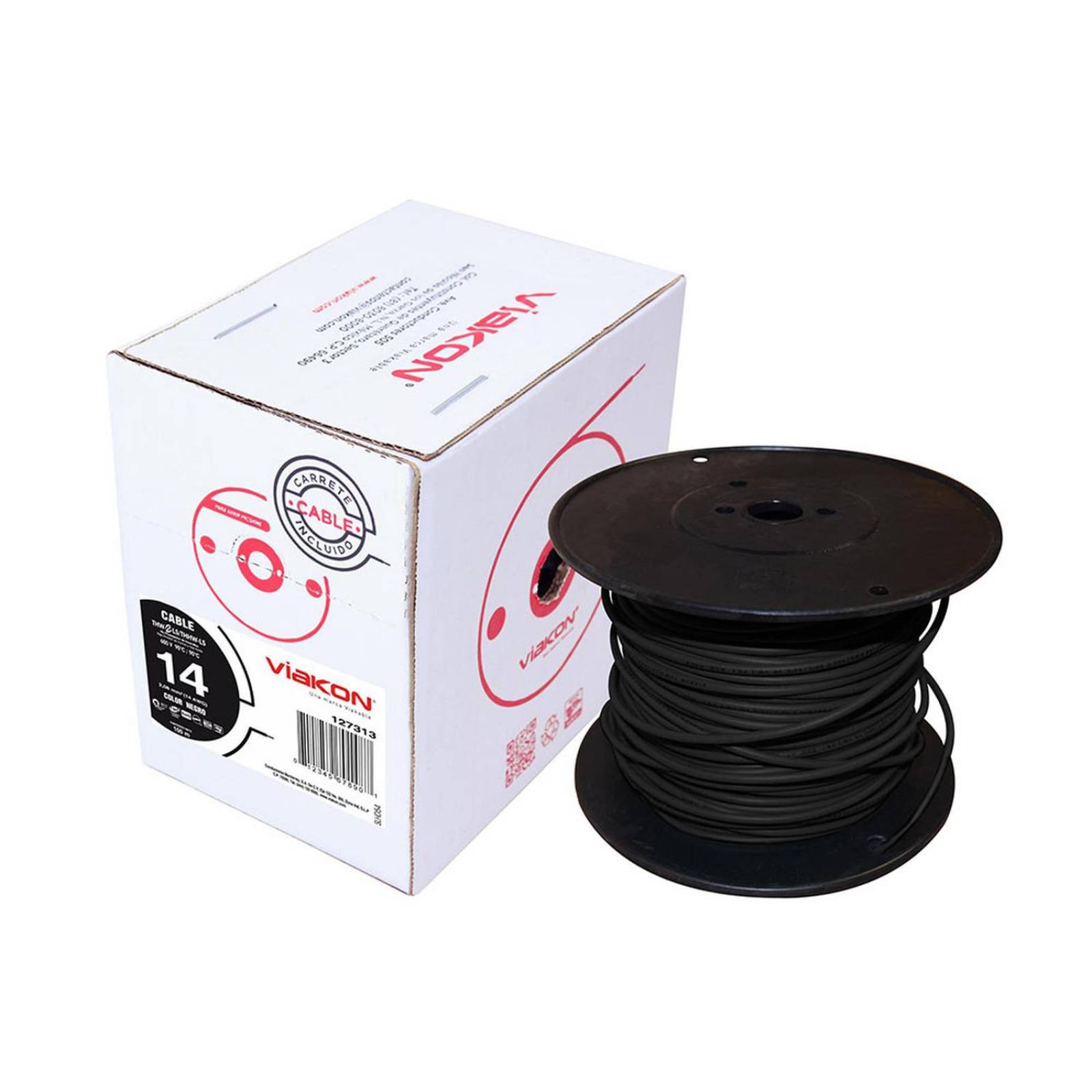 Cable thw-2-ls/thhw-ls calibre 14 negro 100 m viakon