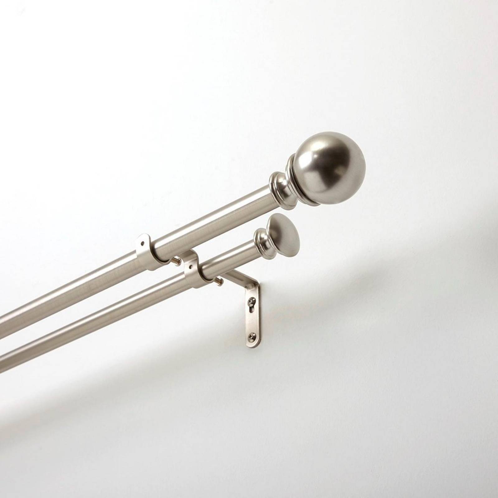 Cortinero Doble Esfera Ajustable Acero Inoxidable 91-168cm 
