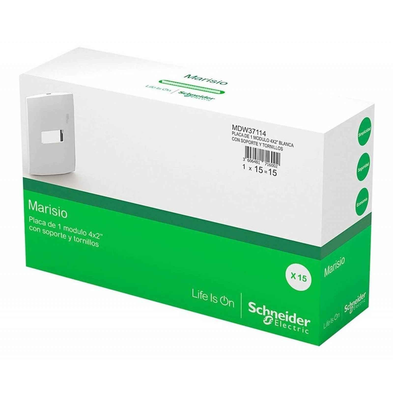 Placa De 1 Módulo Plástico Abs Blanco 15 Piezas 