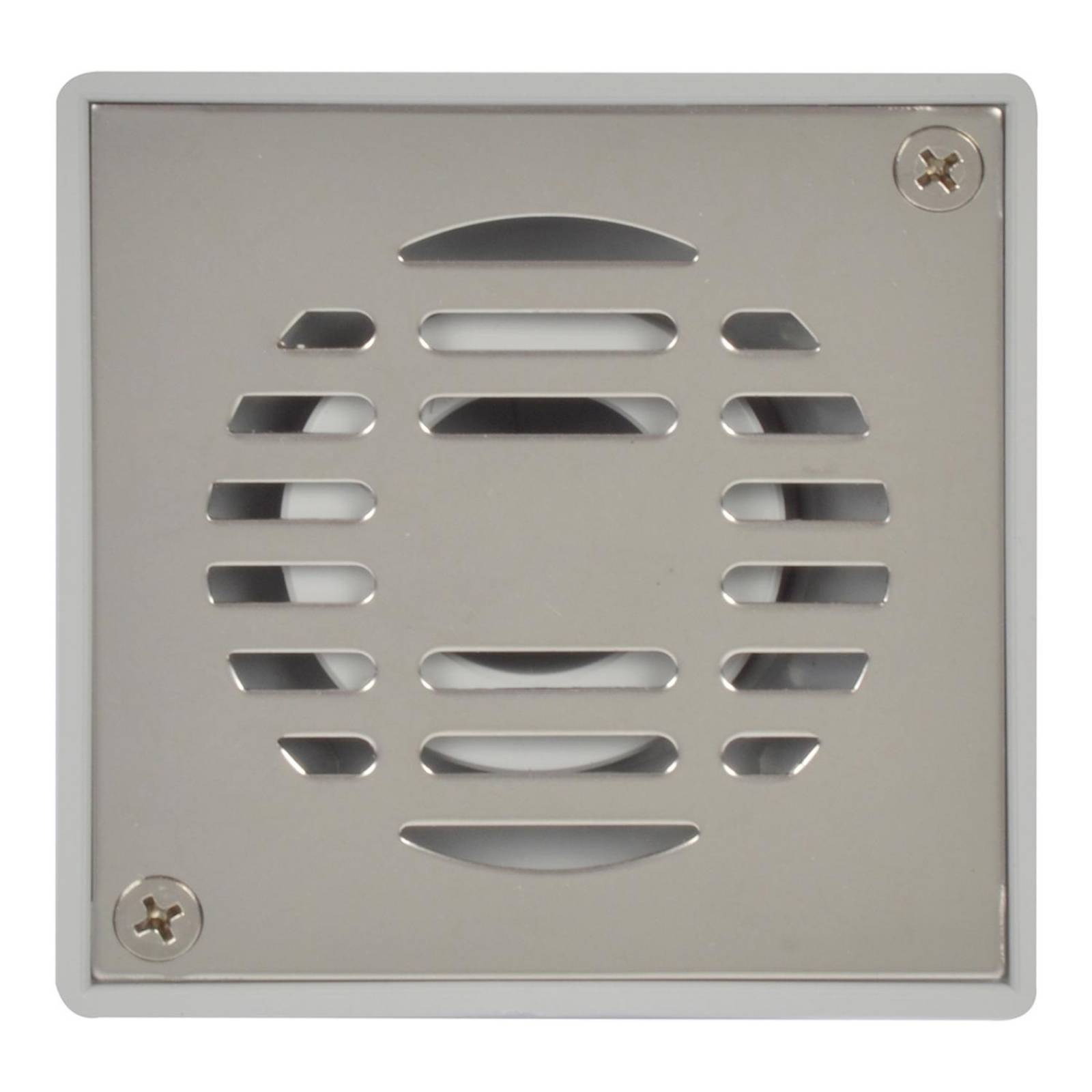 Coladera cuadrada de abs con rejilla de acero inoxidable 2 pulgadas plata coflex