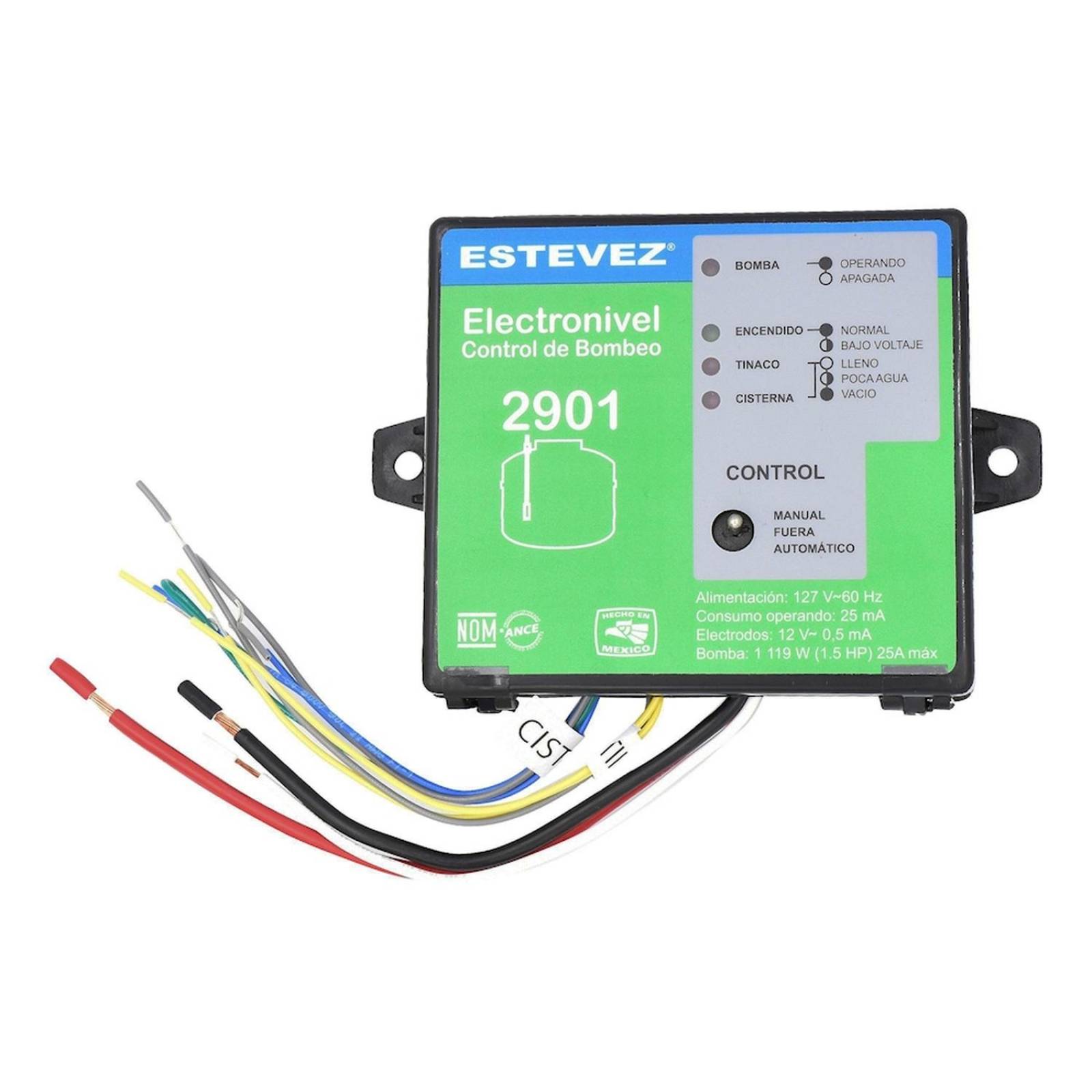 Control de bombeo 11.5 x 10 x 4 cm negro estévez