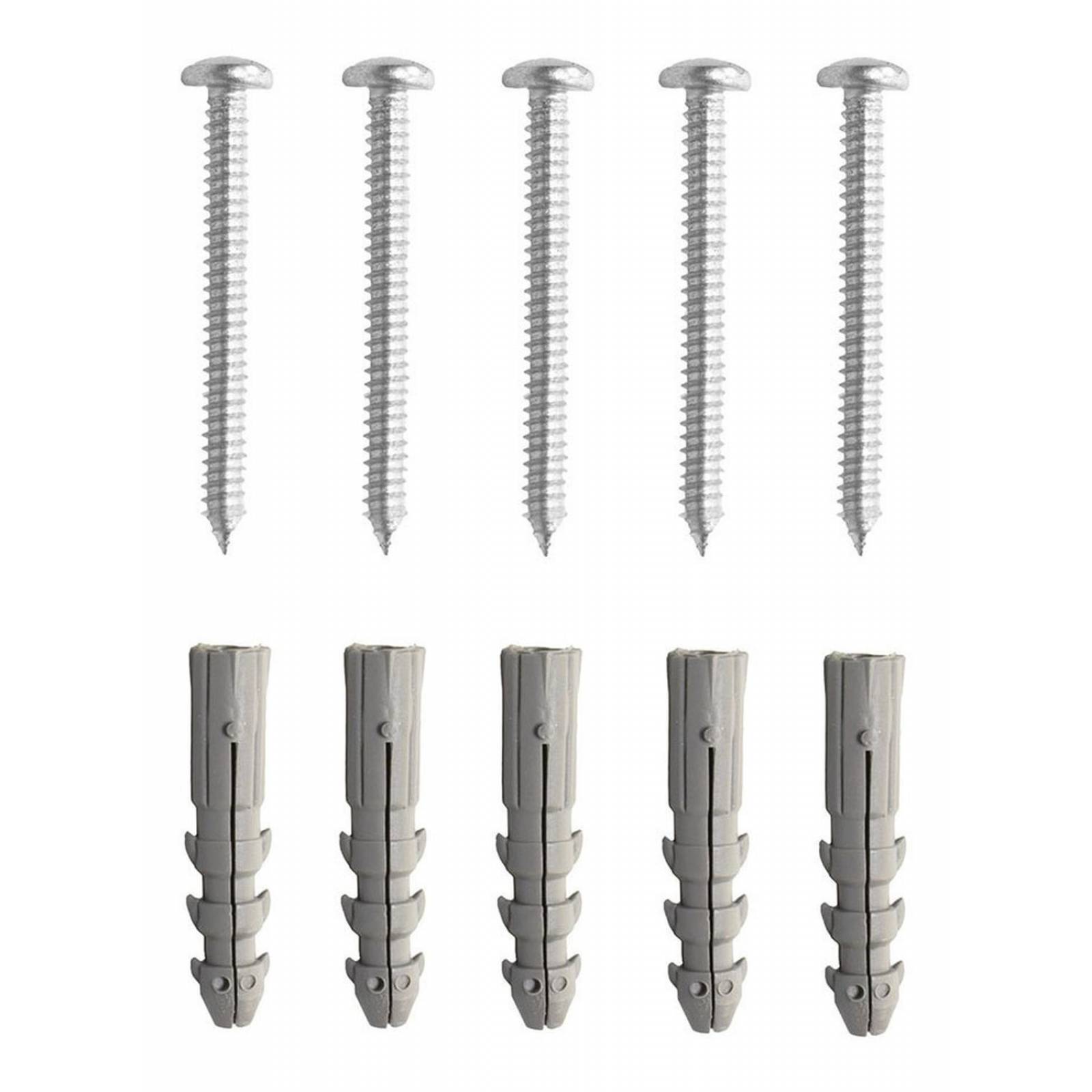 5 Taquetes Plástico Tornillos3/8pulgada Gris 