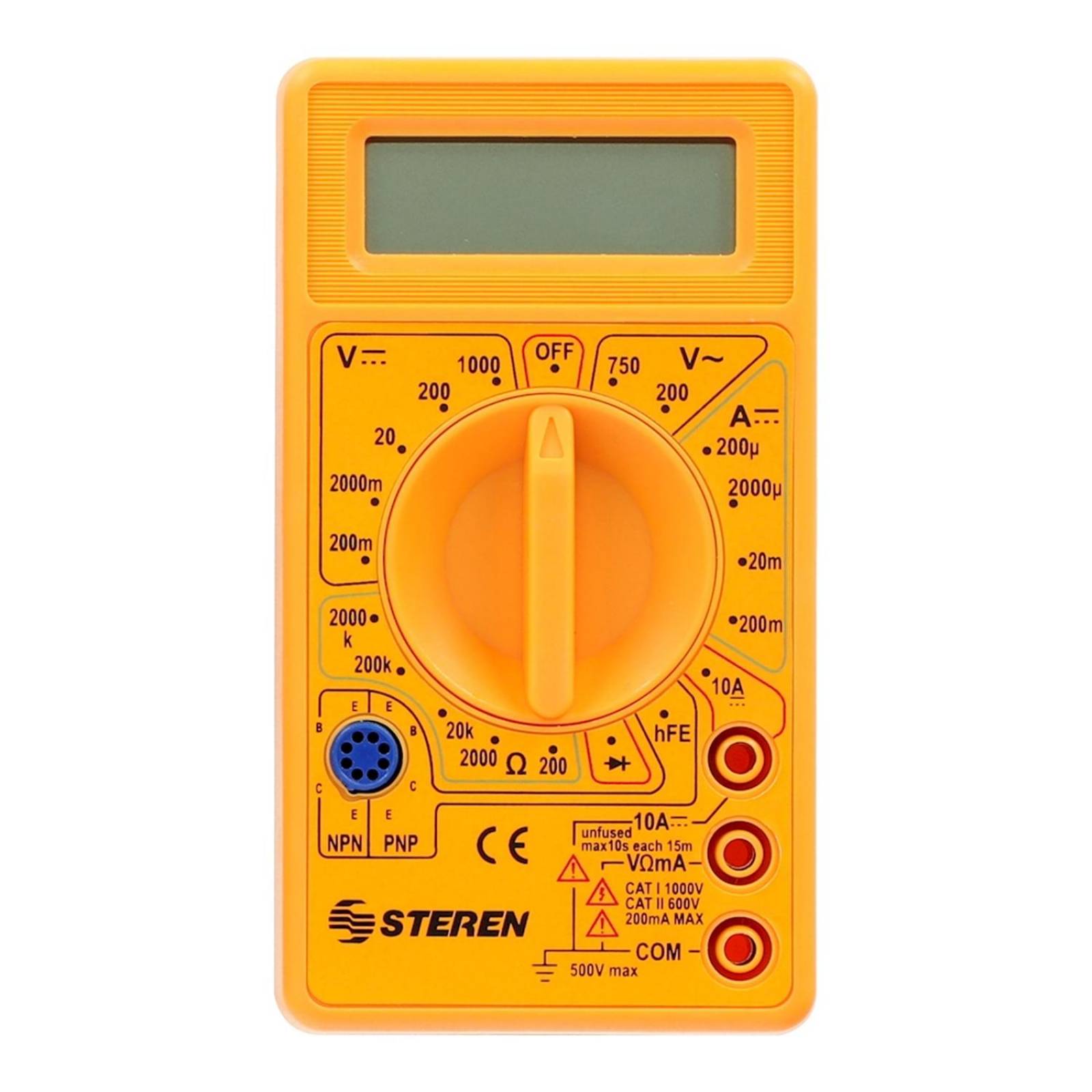 Multímetro digital 12.3 x 6.7 x 2.5 cm amarillo steren 