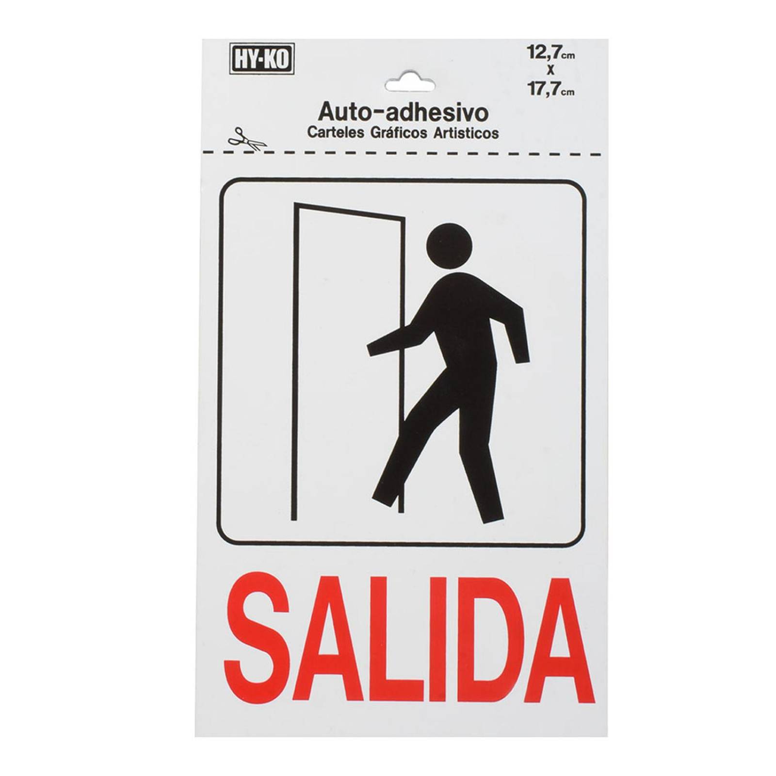 Letrero de plástico para pared salida 17.7 x 12.7 cm 