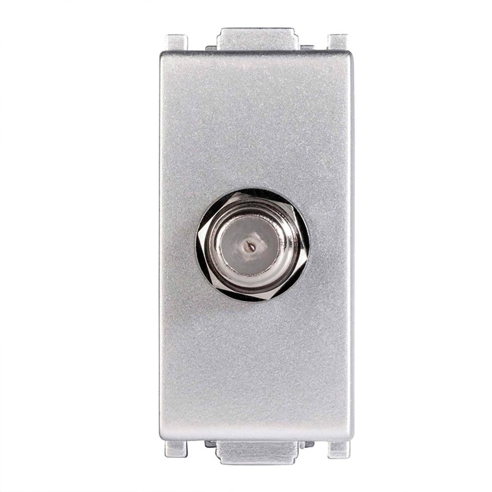 Toma para antena tv coaxial 1 módulo tipo f plata estévez 