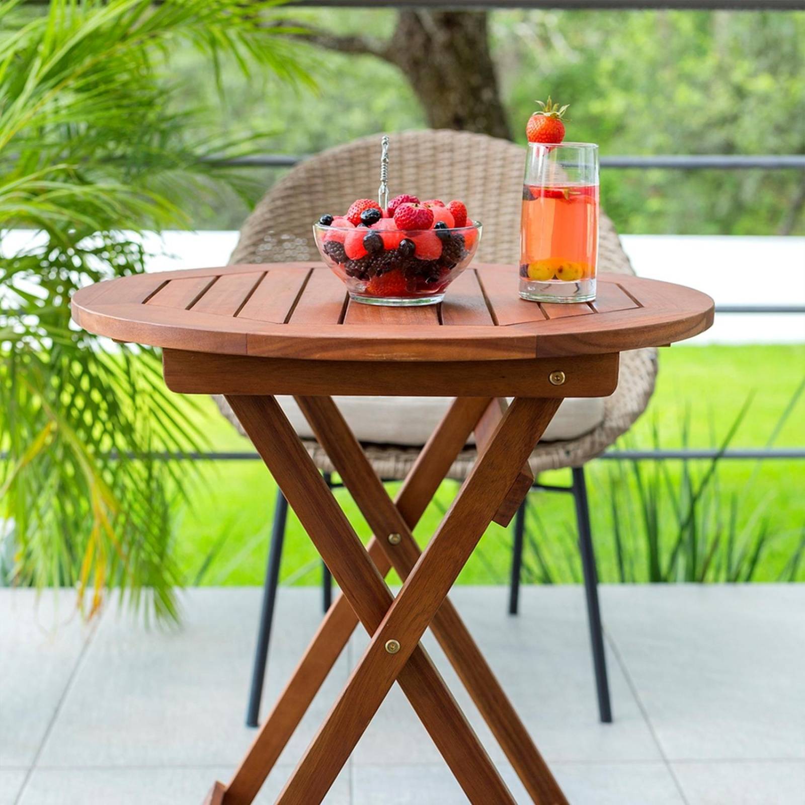 Mesa plegable café de madera 