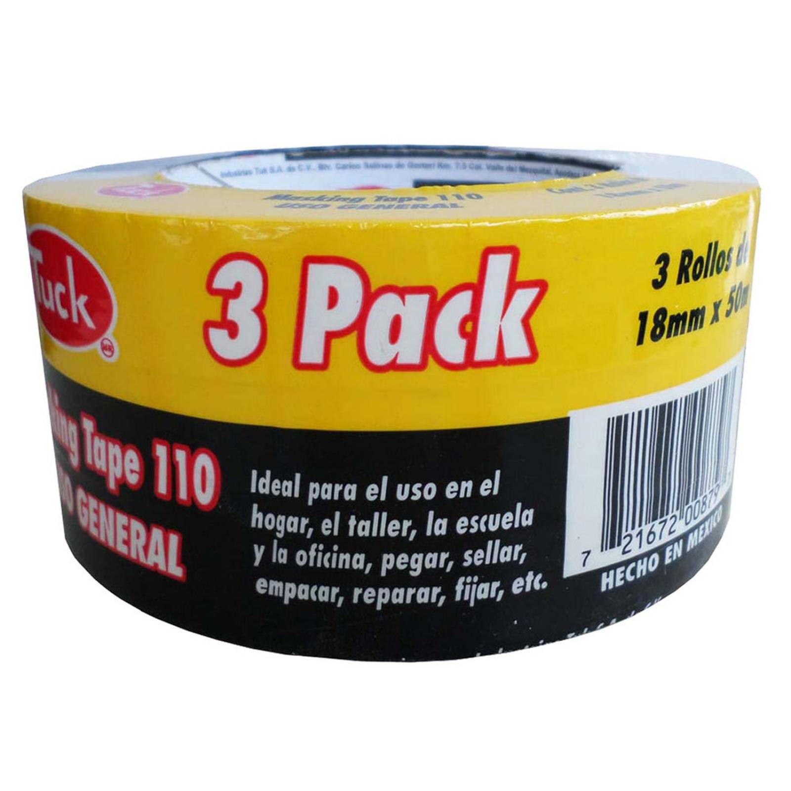 Masking tape de 18 mm x 50 m beige tuck 3 piezas 