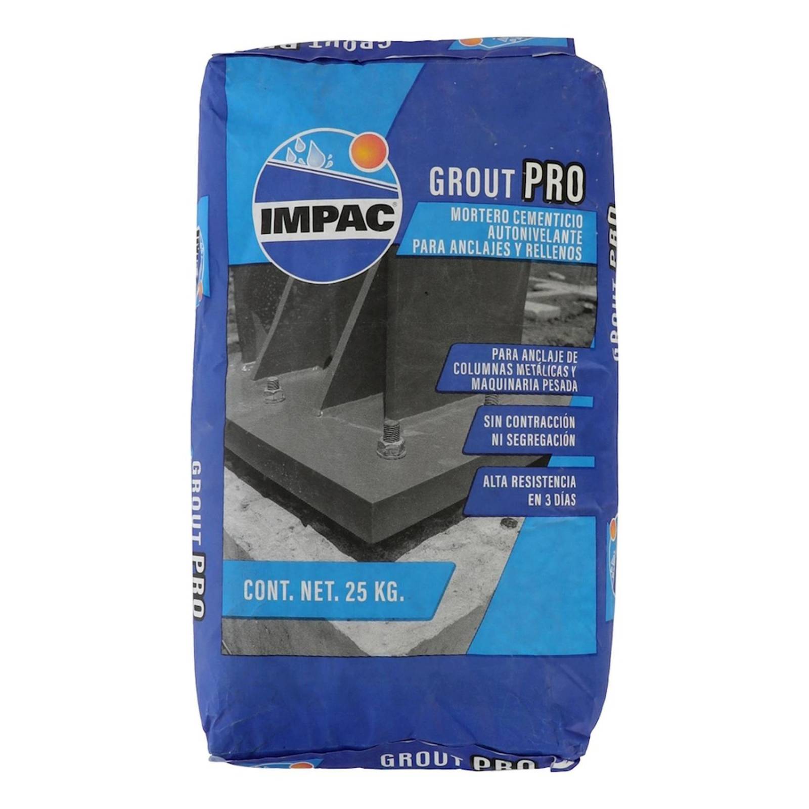 Mortero cementicio autonivelante impac grout pro 25 kg 