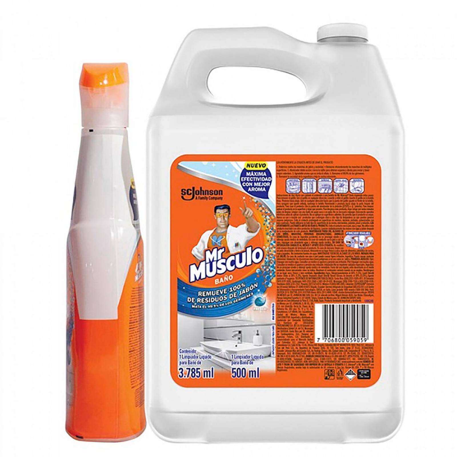 Mr musculo limpiador de baños galón 3.78l + atomizador 500 ml 