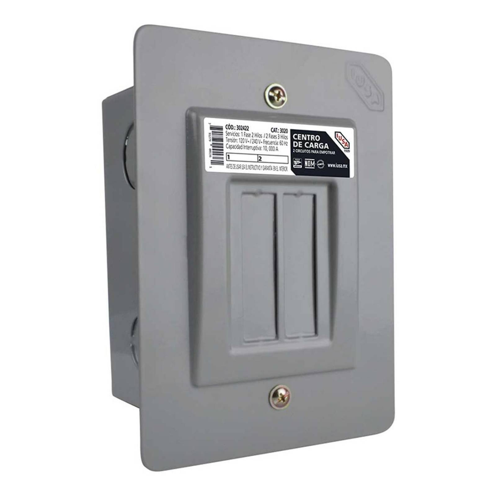 Centros de carga de 2 circuitos para empotrar bifasico 