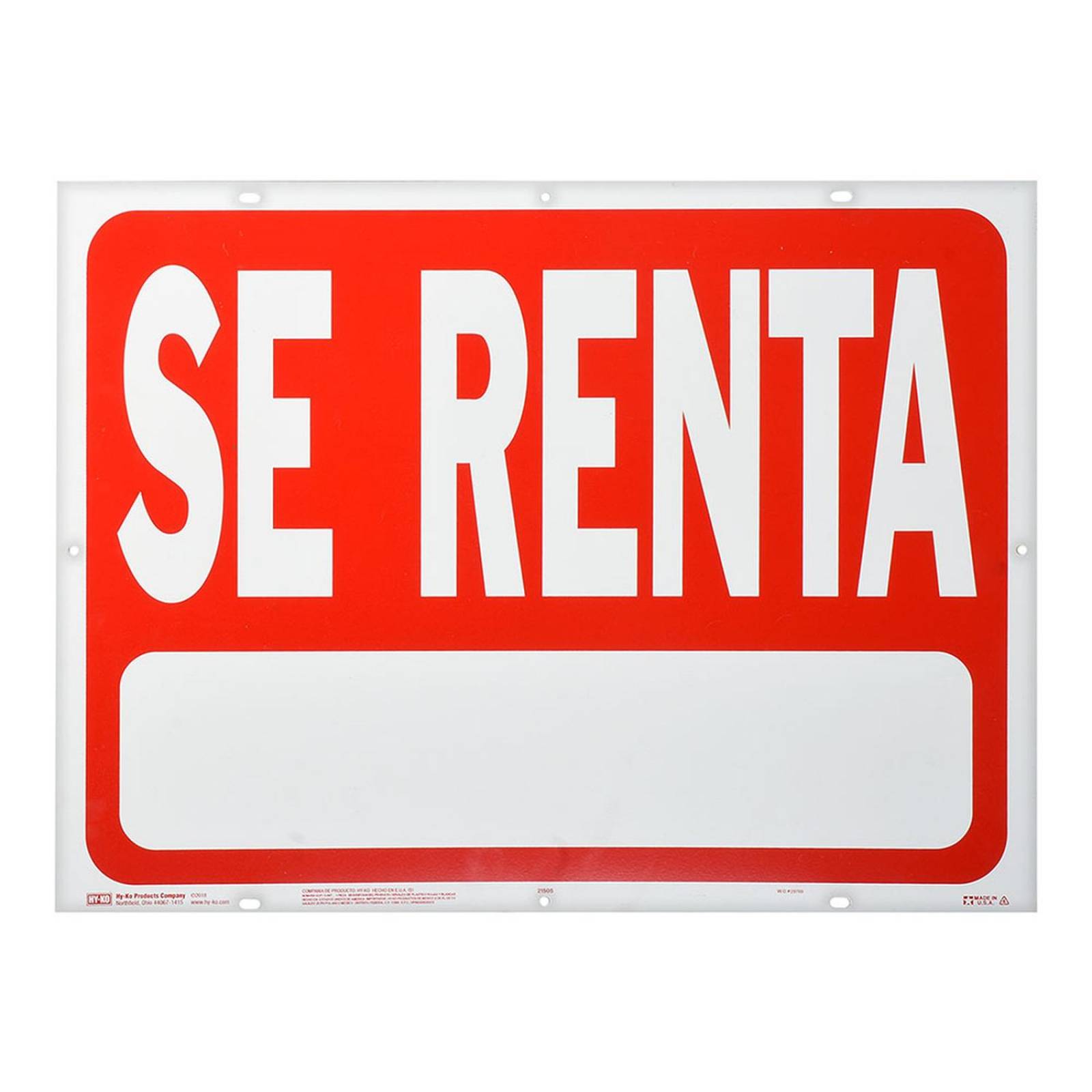 Letrero de plástico de se renta" de 61 x 45.8 cm 