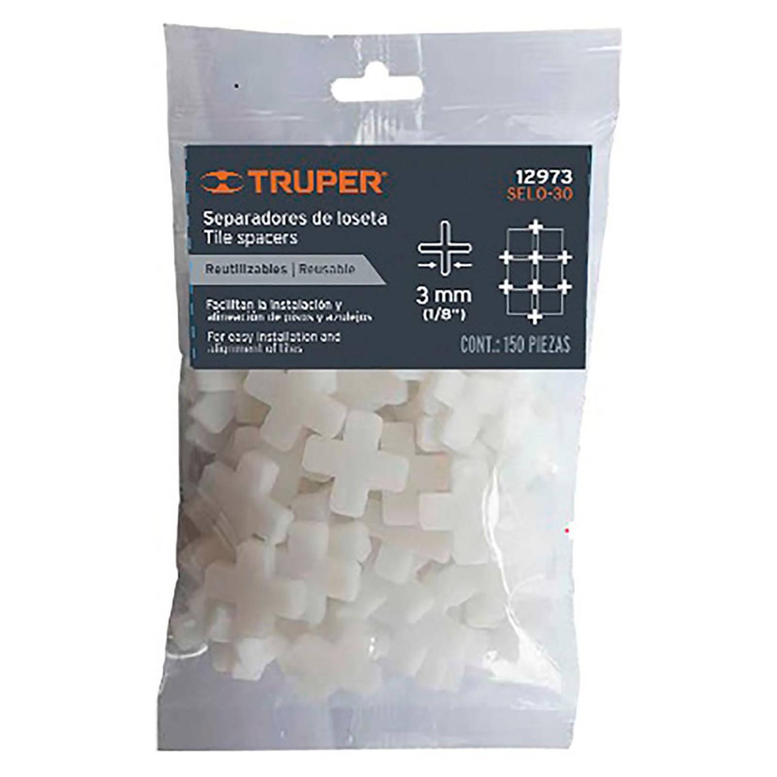 Separadores de losetas 3 mm, bolsa con 150 pzas 